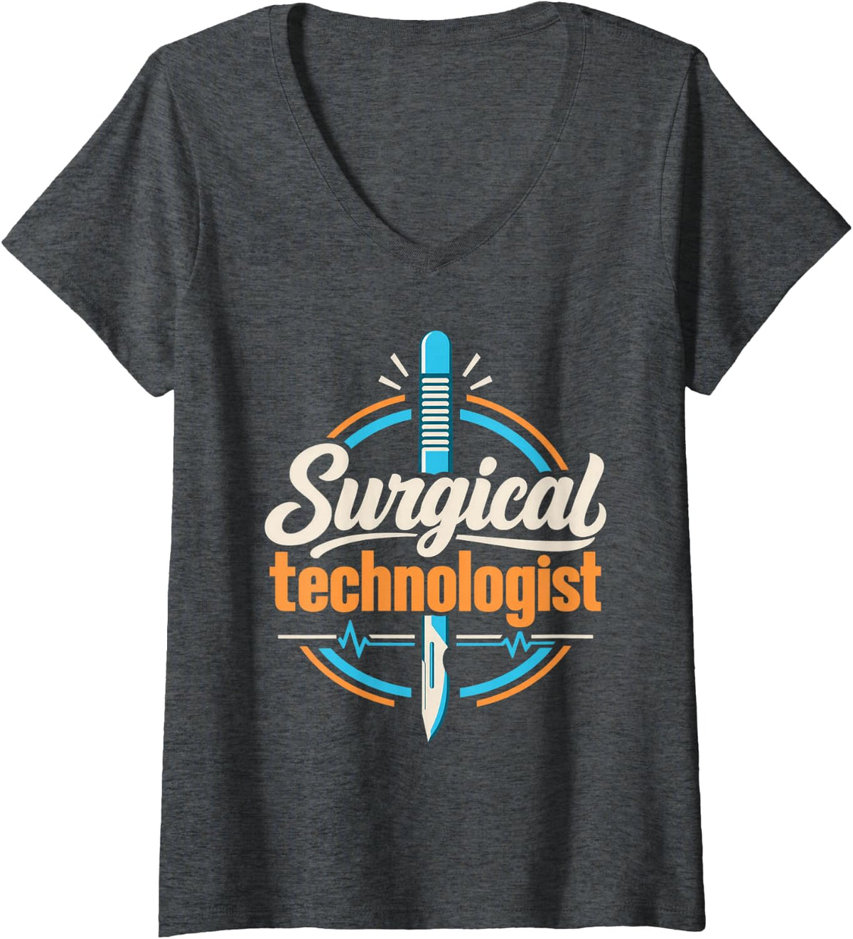 Women's Funny Surgical Technologist Scrub Tech V-Neck T-Shirt - Dark Heather Grey