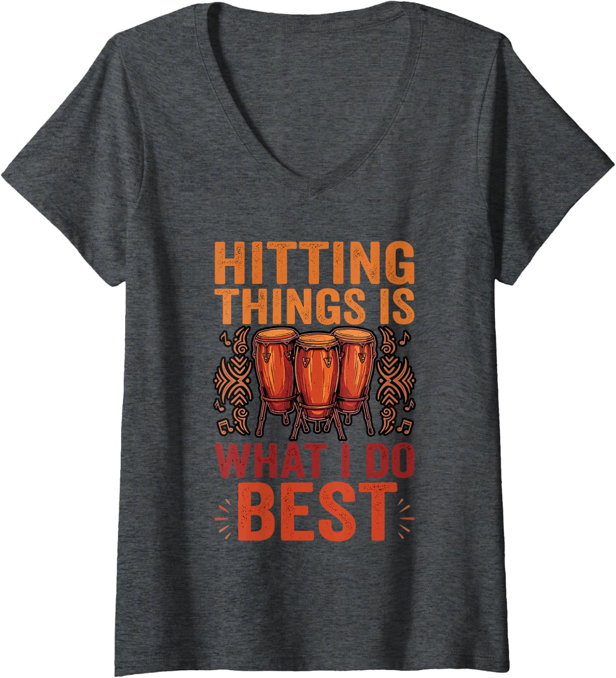 Women's I Do Best Congas Drum Musician Percussion Drummer Conga V-Neck T-Shirt - Dark Heather Grey