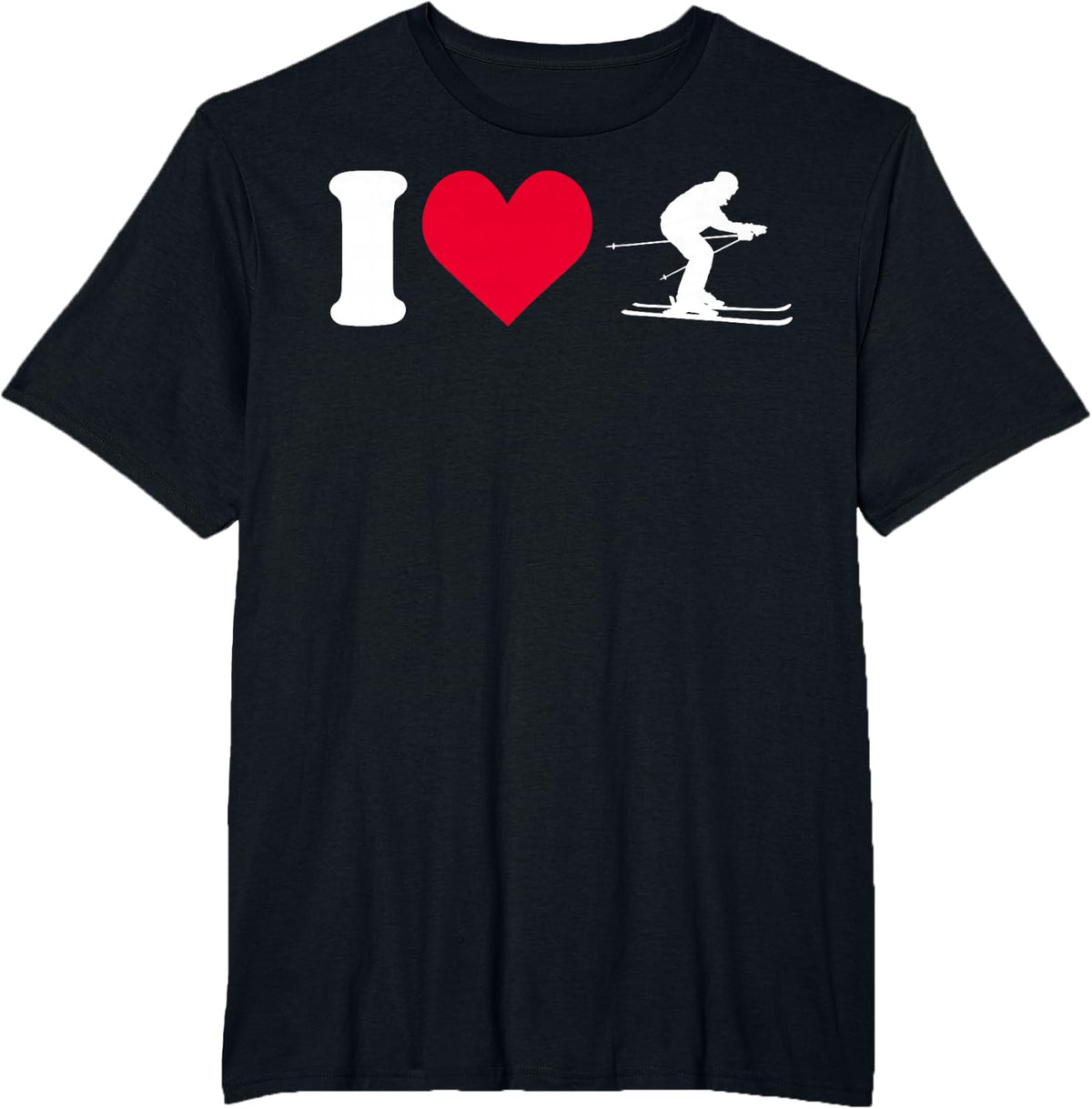 I Love Cross-Country Skiing - Valentine's Day CC Skiing T-Shirt - Black