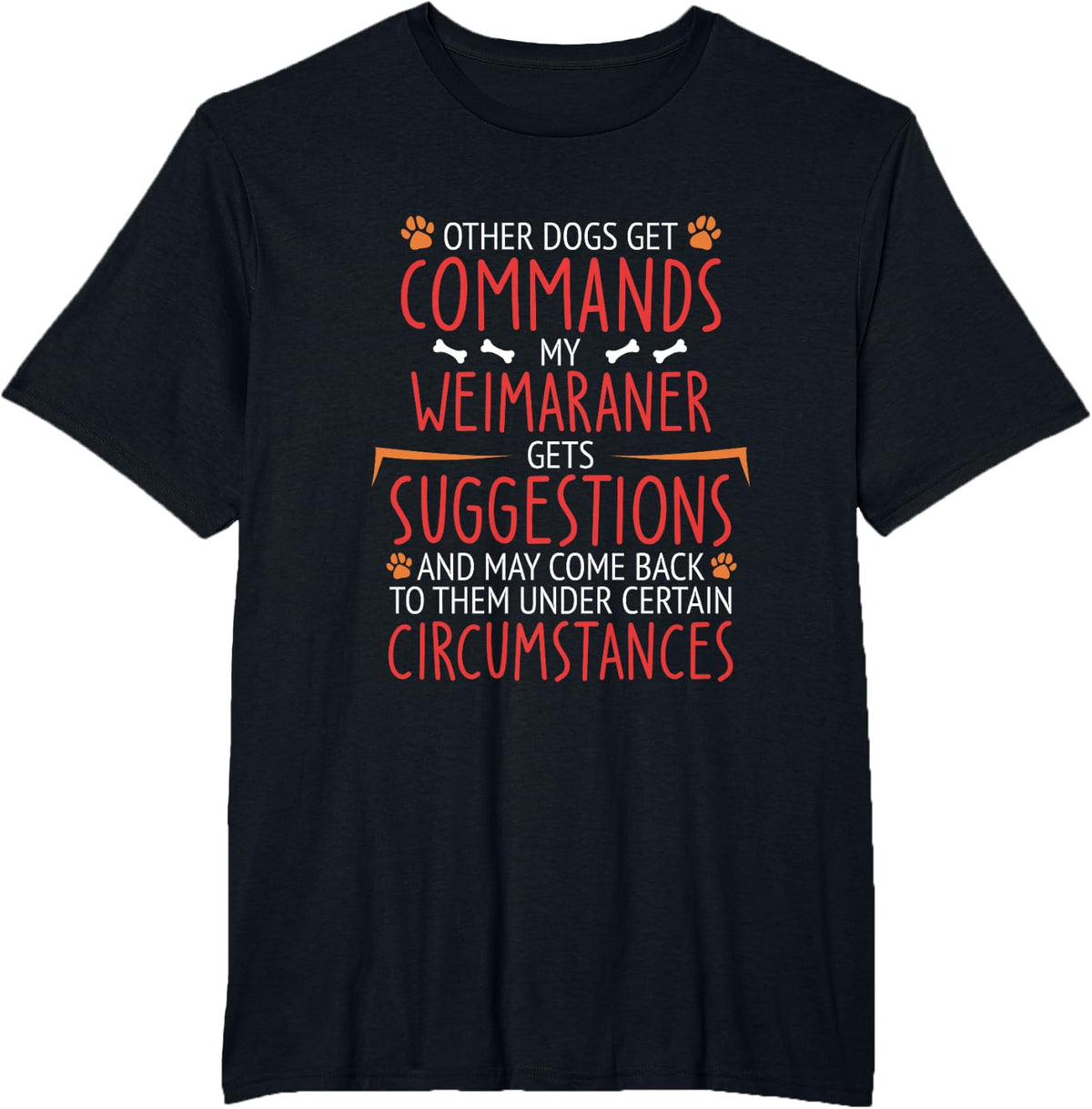 weimaraner Commands T-Shirt - Black