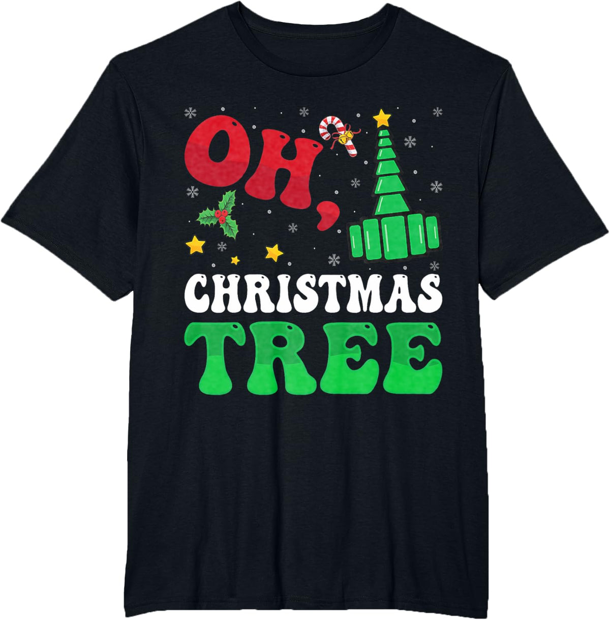 Oh Christmas Tree Xmas Lights RT Respiratory Therapist T-Shirt - Black
