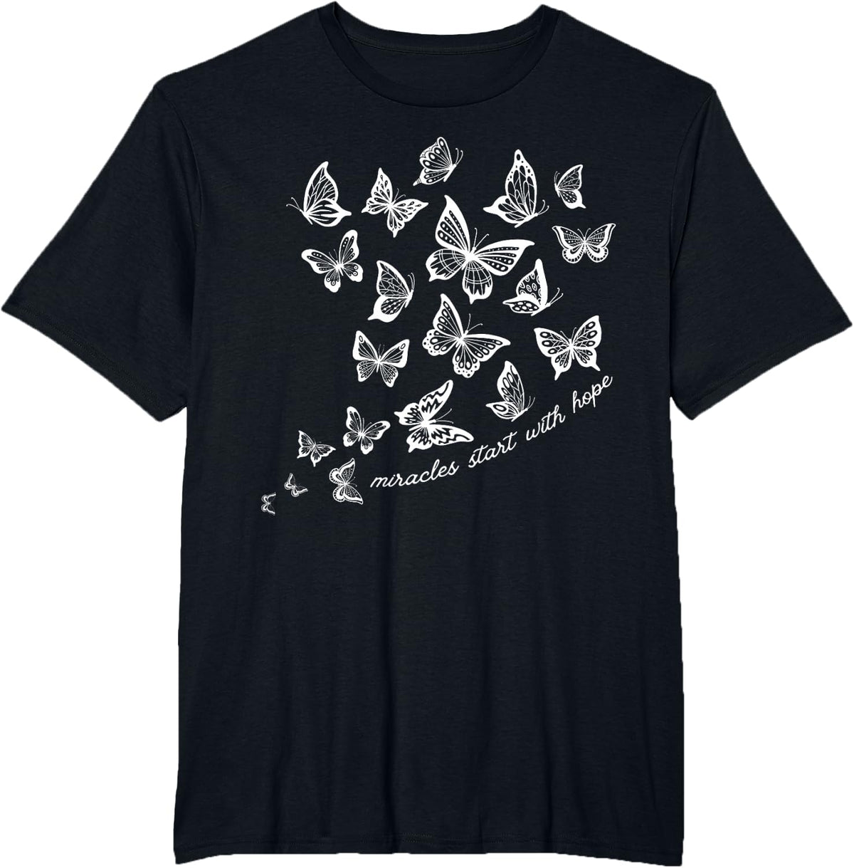 IVF Butterfly Embryo Transfer Day Miracles Start Hope T-Shirt - Black
