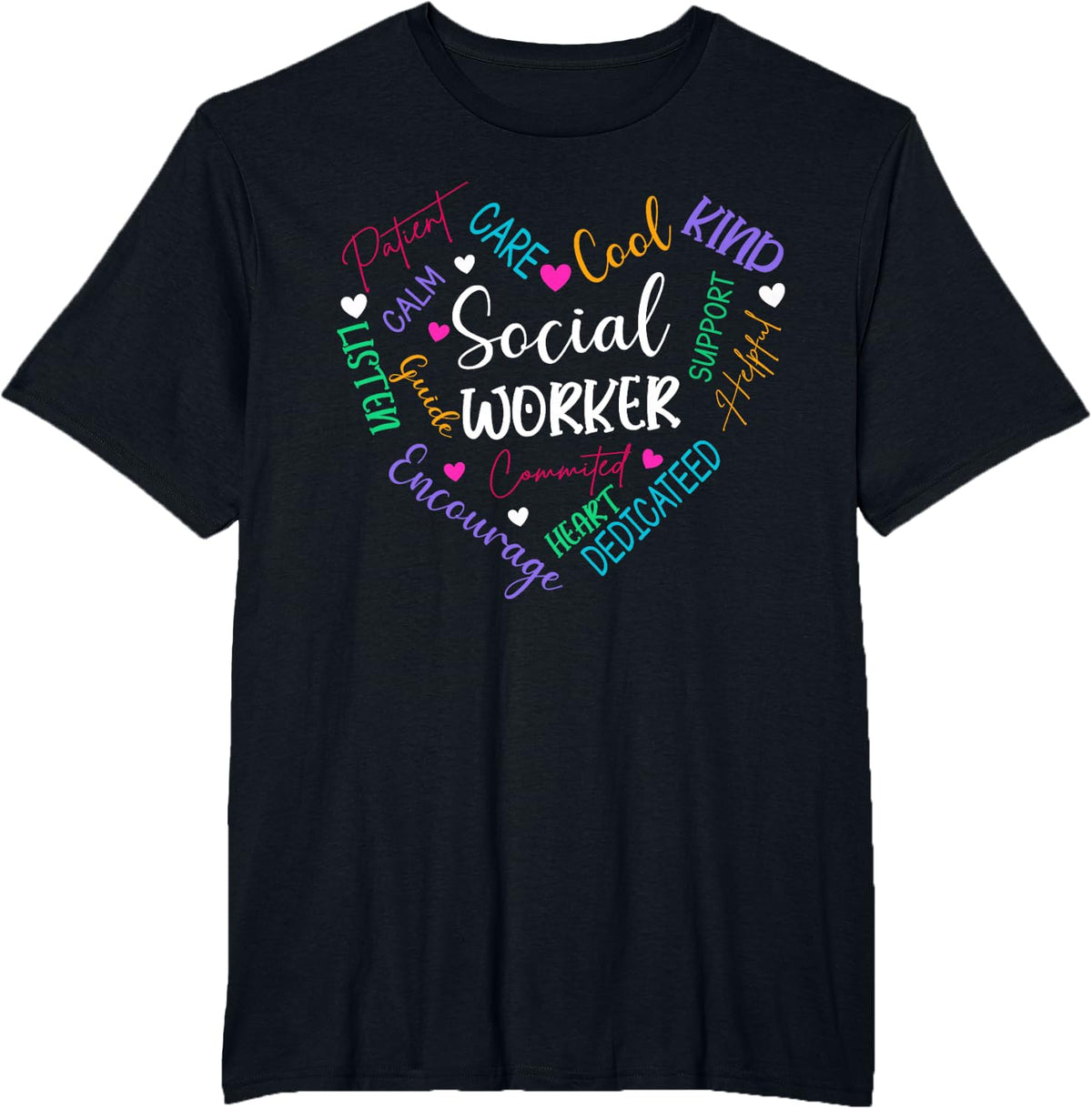 Social Worker Heart Funny Social Work for Womens Girls T-Shirt - Black