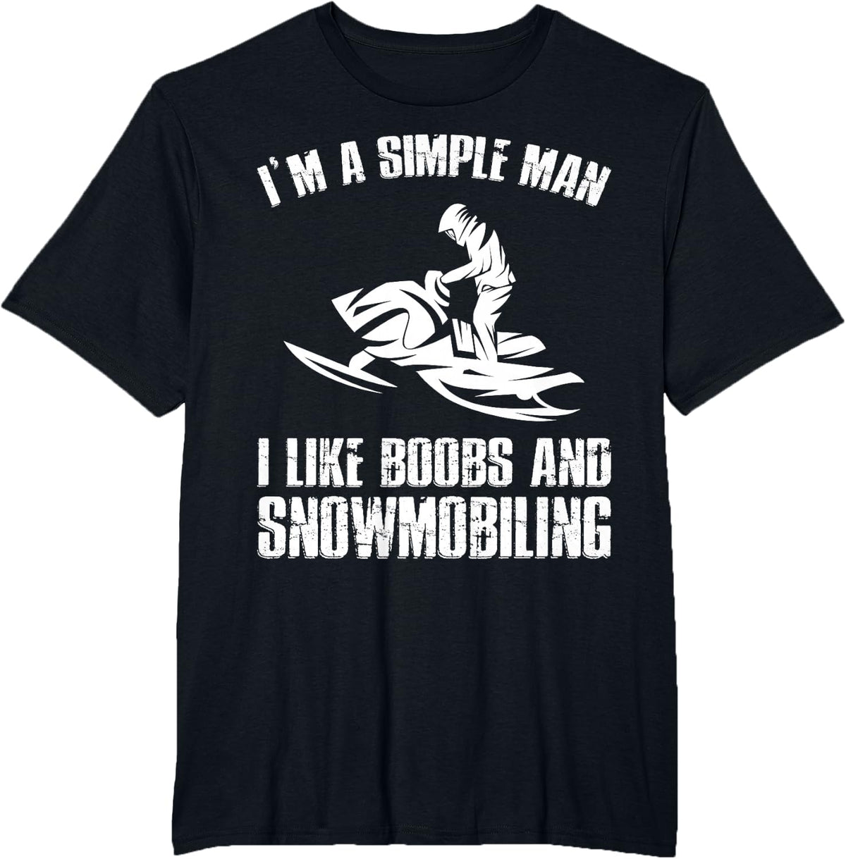 I Like Boobs And Snowmobiling Funny Snowmobile Riding T-Shirt - Black