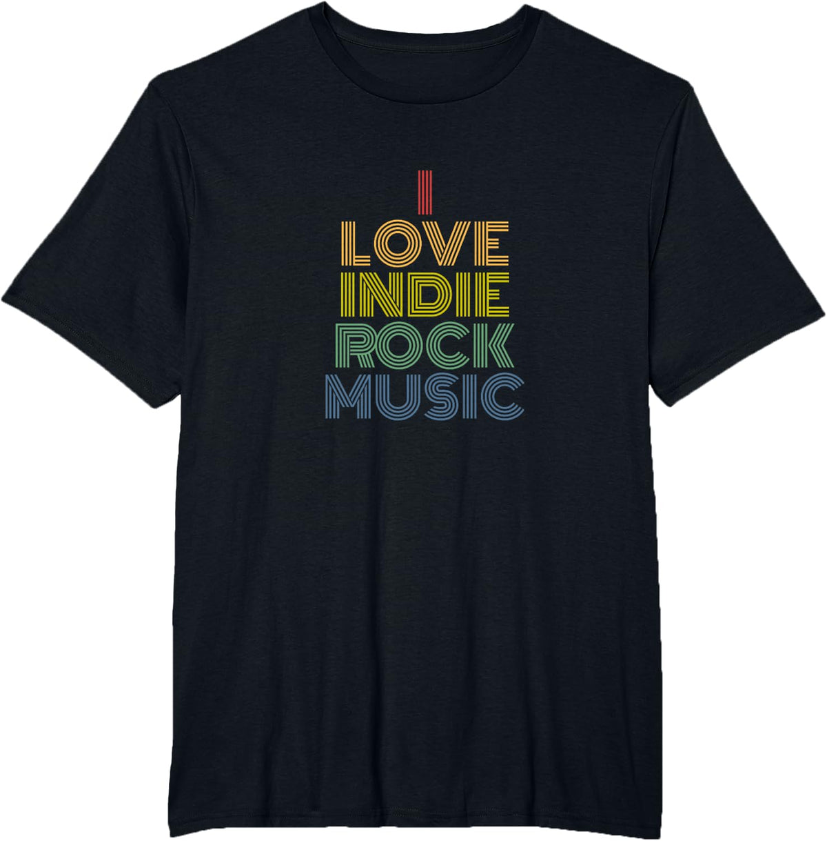 I Love Indie Rock Music Retro 70s Vintage T-Shirt - Black