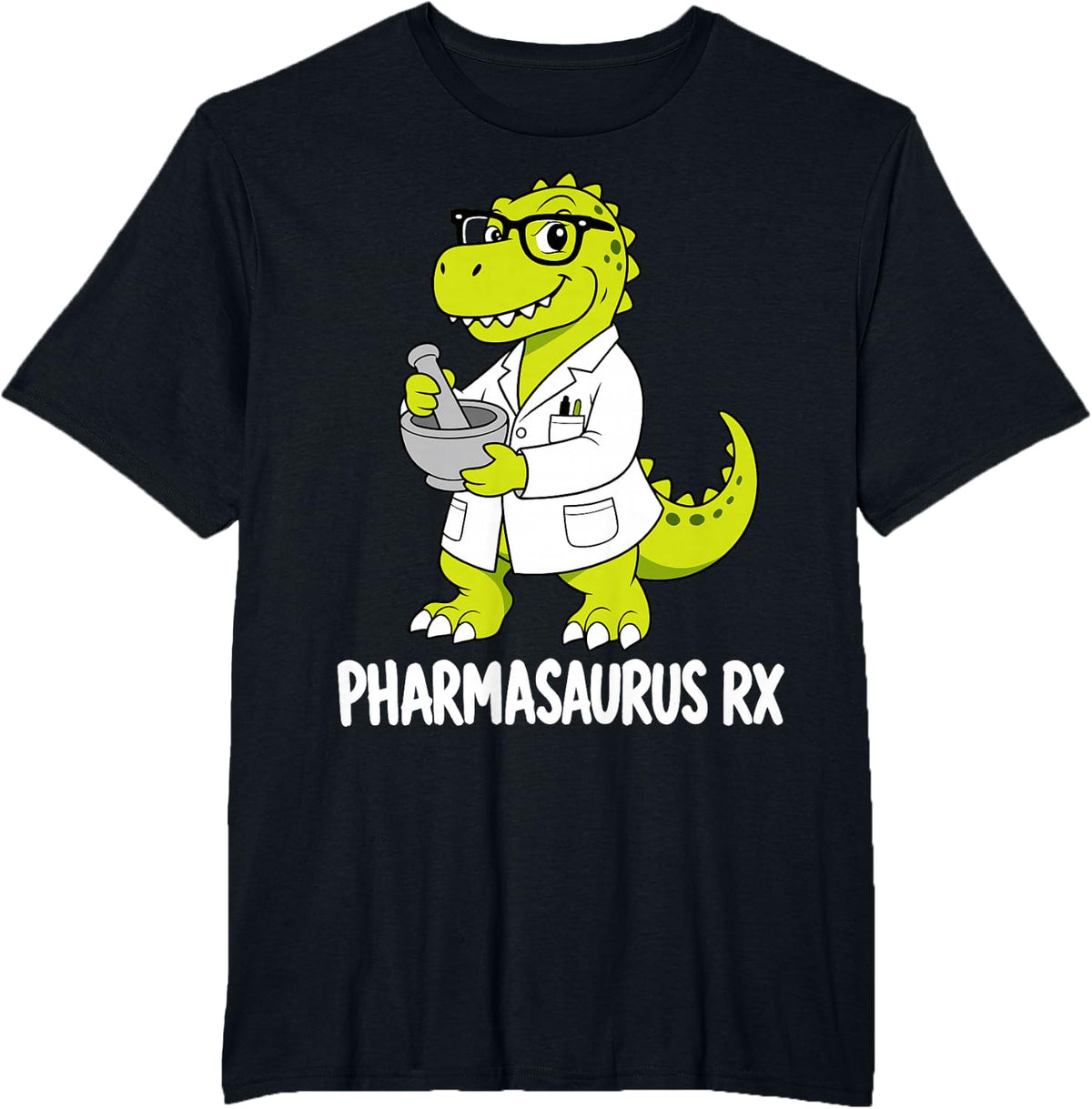 Funny Pharmacy Technician Rx Tech T-Rex Pharmacy T-Shirt - Black