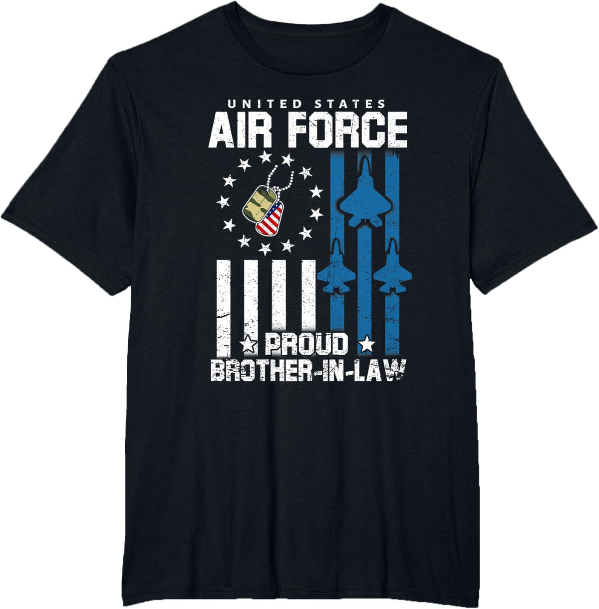 Proud Air Force Brother-in-Law US Airman Family Matching T-Shirt - Black