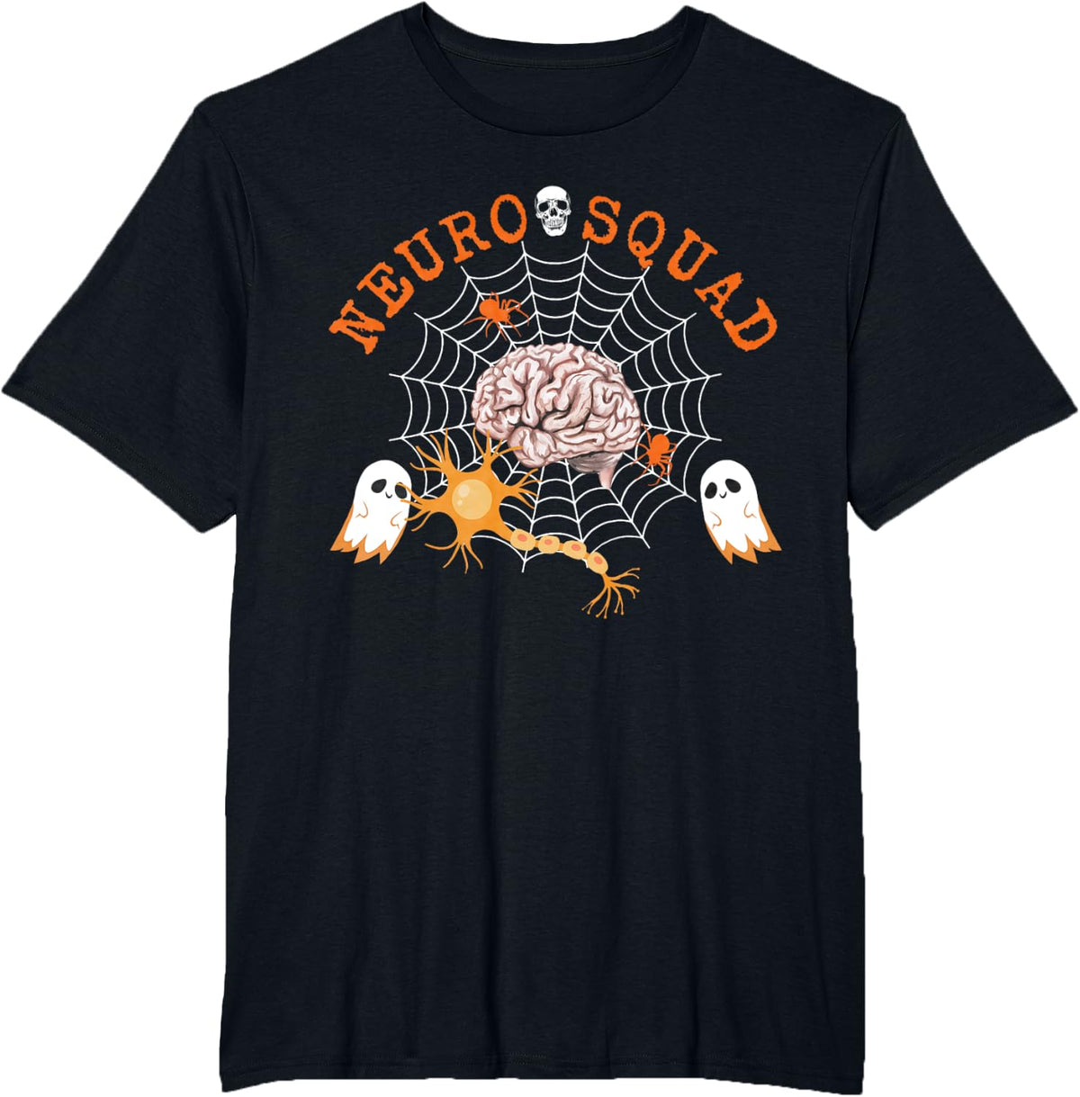 Neuro Nurse Squad Brain Anatomy Ghost Neuron Phd Science T-Shirt - Black