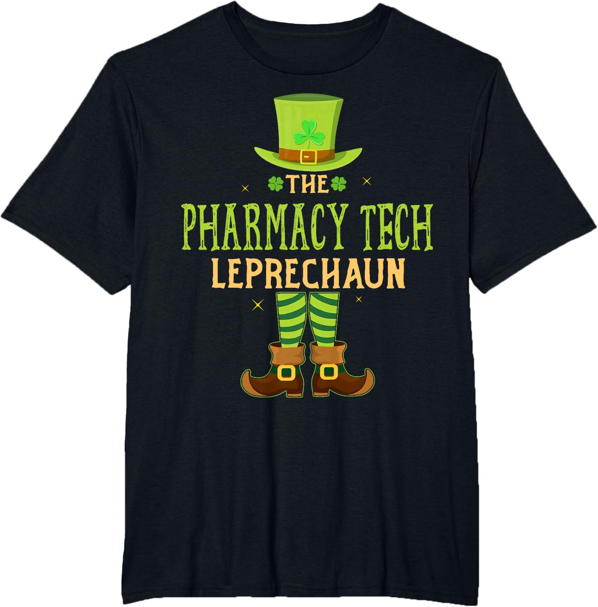 The Pharmacy Tech Leprechaun Matching St Patricks Day T-Shirt - Black