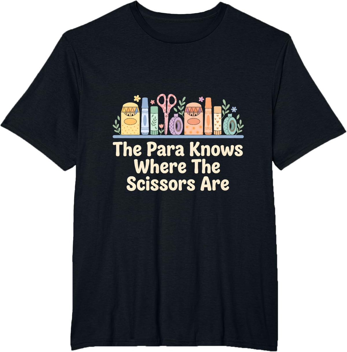 Paraprofessional Scissors School aide Educator T-Shirt - Black