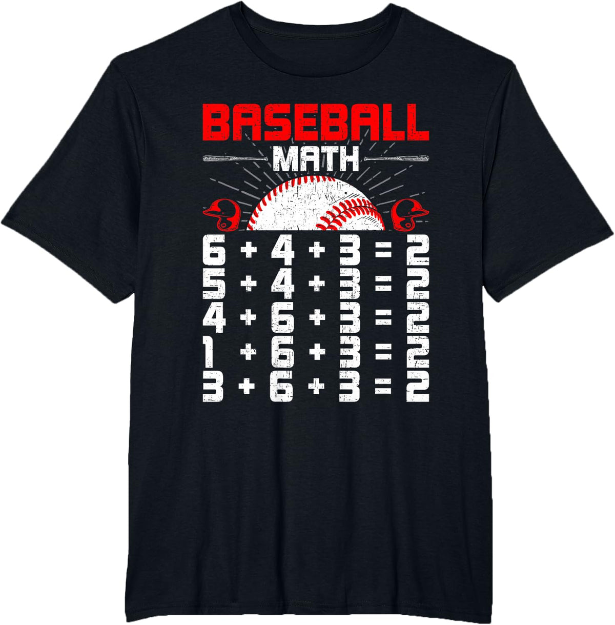 Baseball Math Double Play Baseball Lover T-Shirt - Black