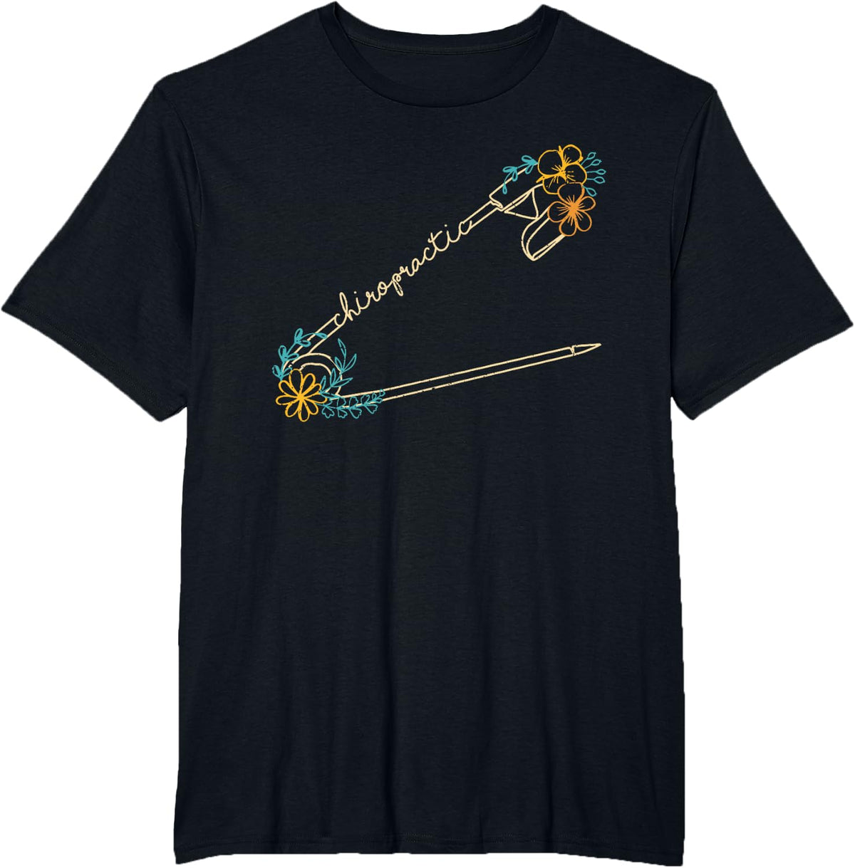 Chiropractor Spine Adjustment Safety Pin Cycle Chiropractic T-Shirt - Black