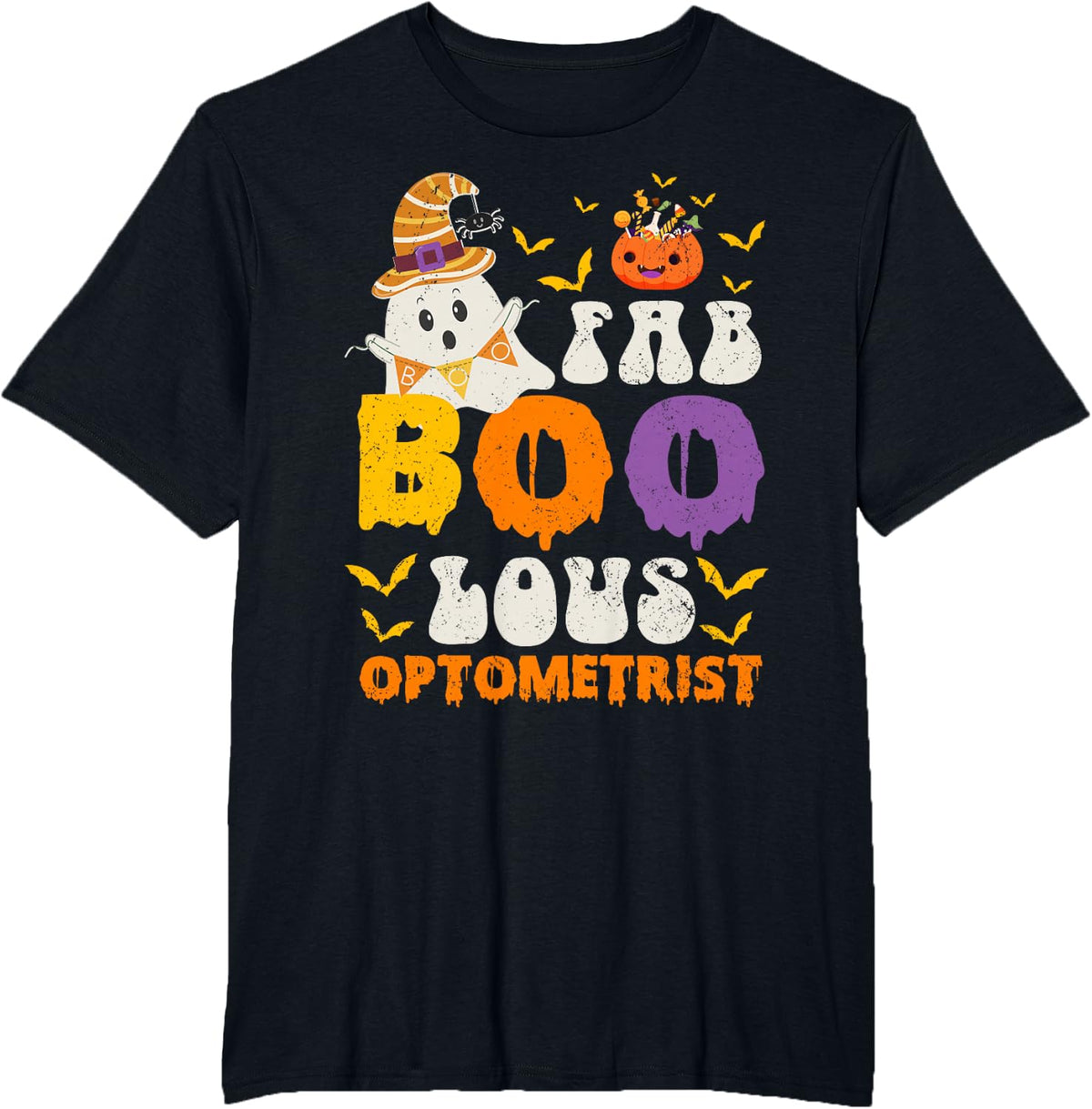 Faboolous Optometrist Ghost Halloween Fun T-Shirt - Black