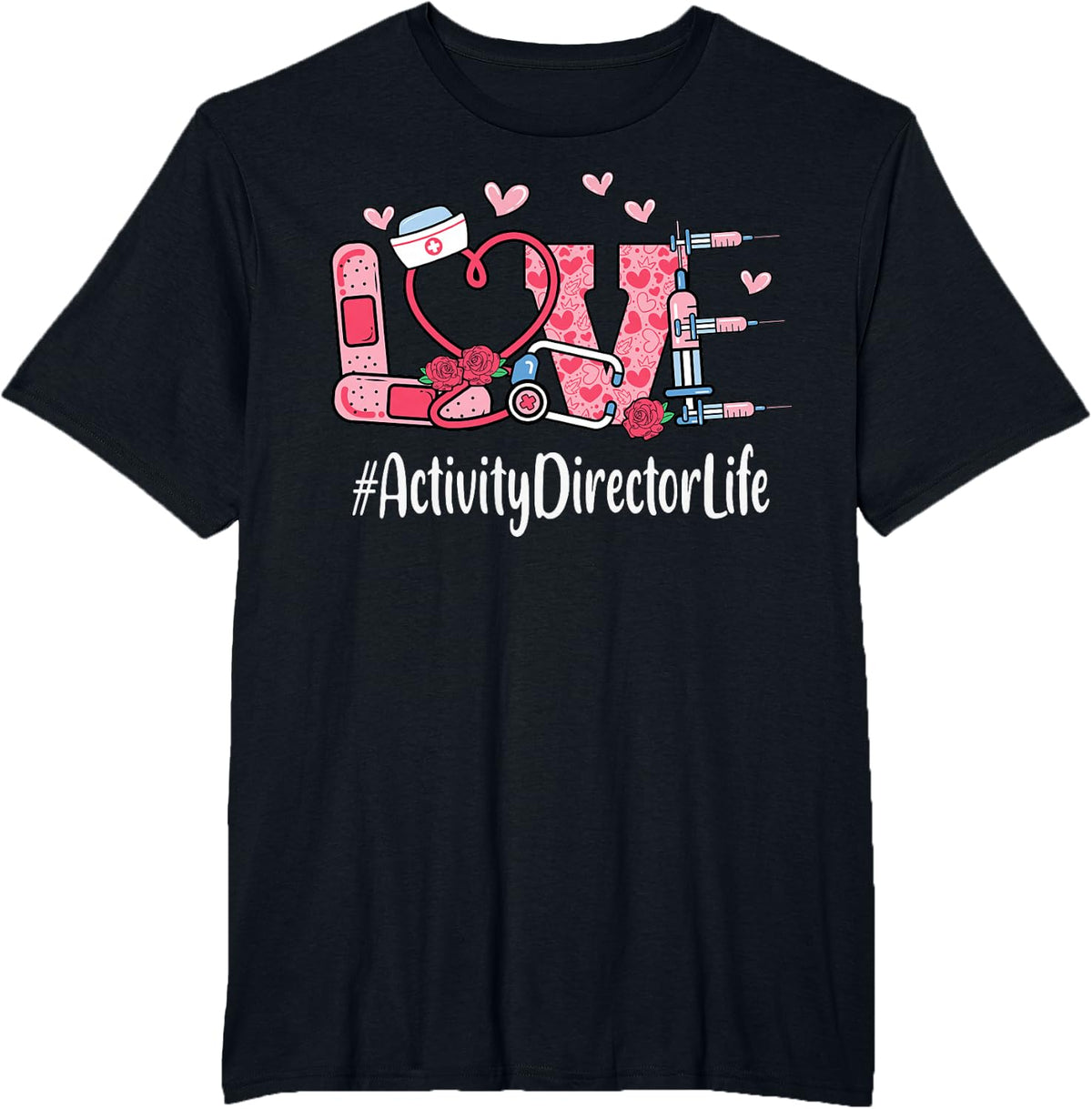 Activity Director Love Valentines Day Cute Women Heart T-Shirt - Black