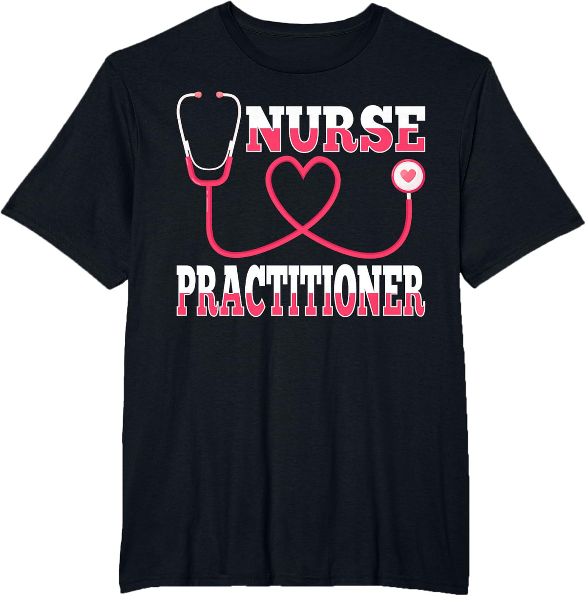 Np Nursing Gifts - Stethoscope Love Heart Nurse Practitioner T-Shirt - Black