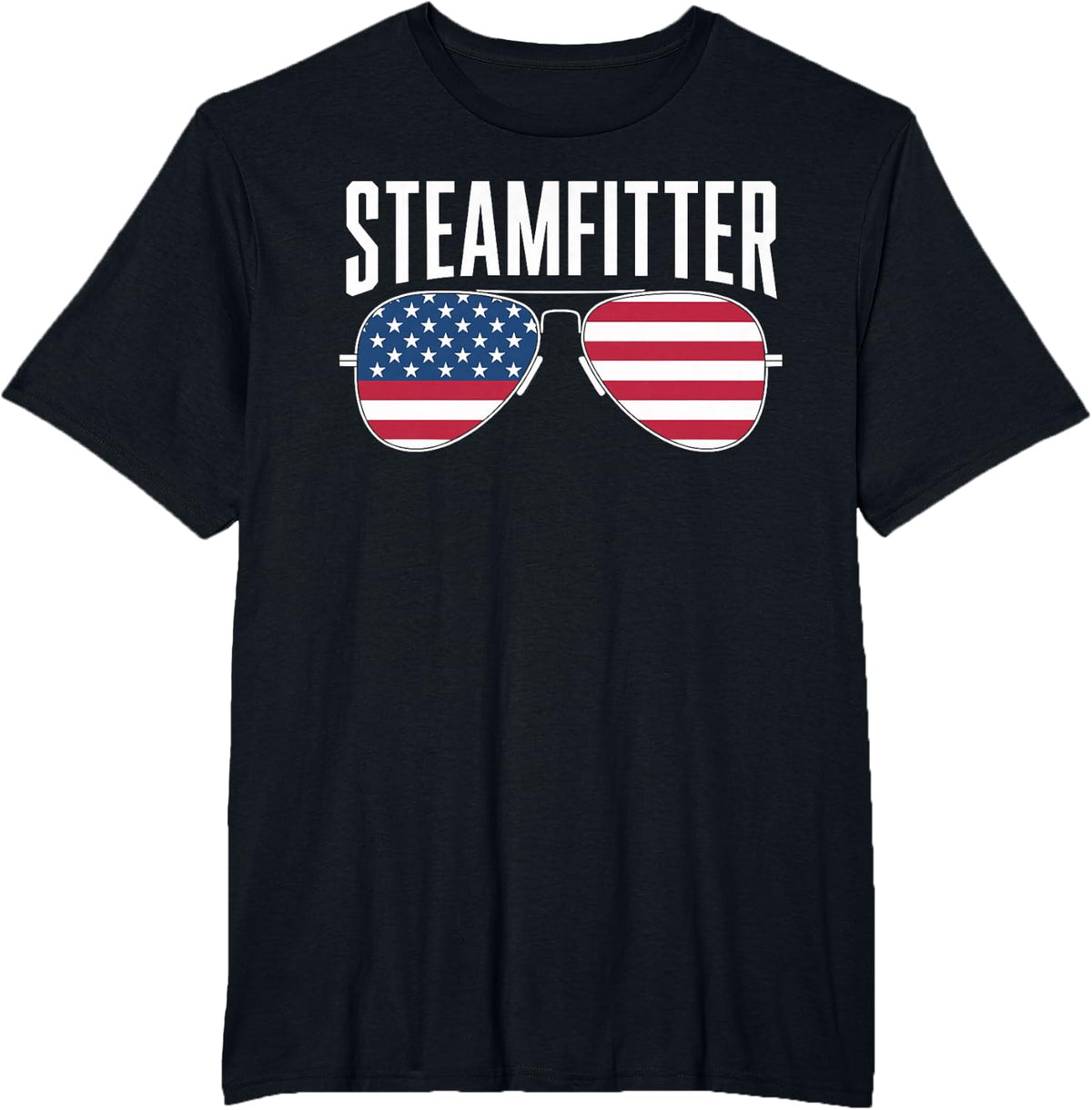 Steamfitter US Flag Sunglasses T-Shirt - Black