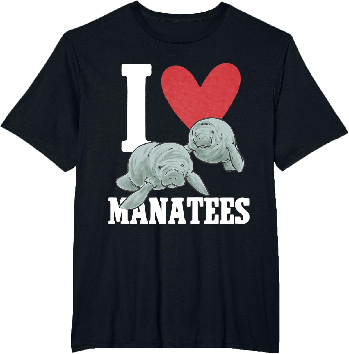 Manatee Sea Animal I Love Manatees T-Shirt - Black