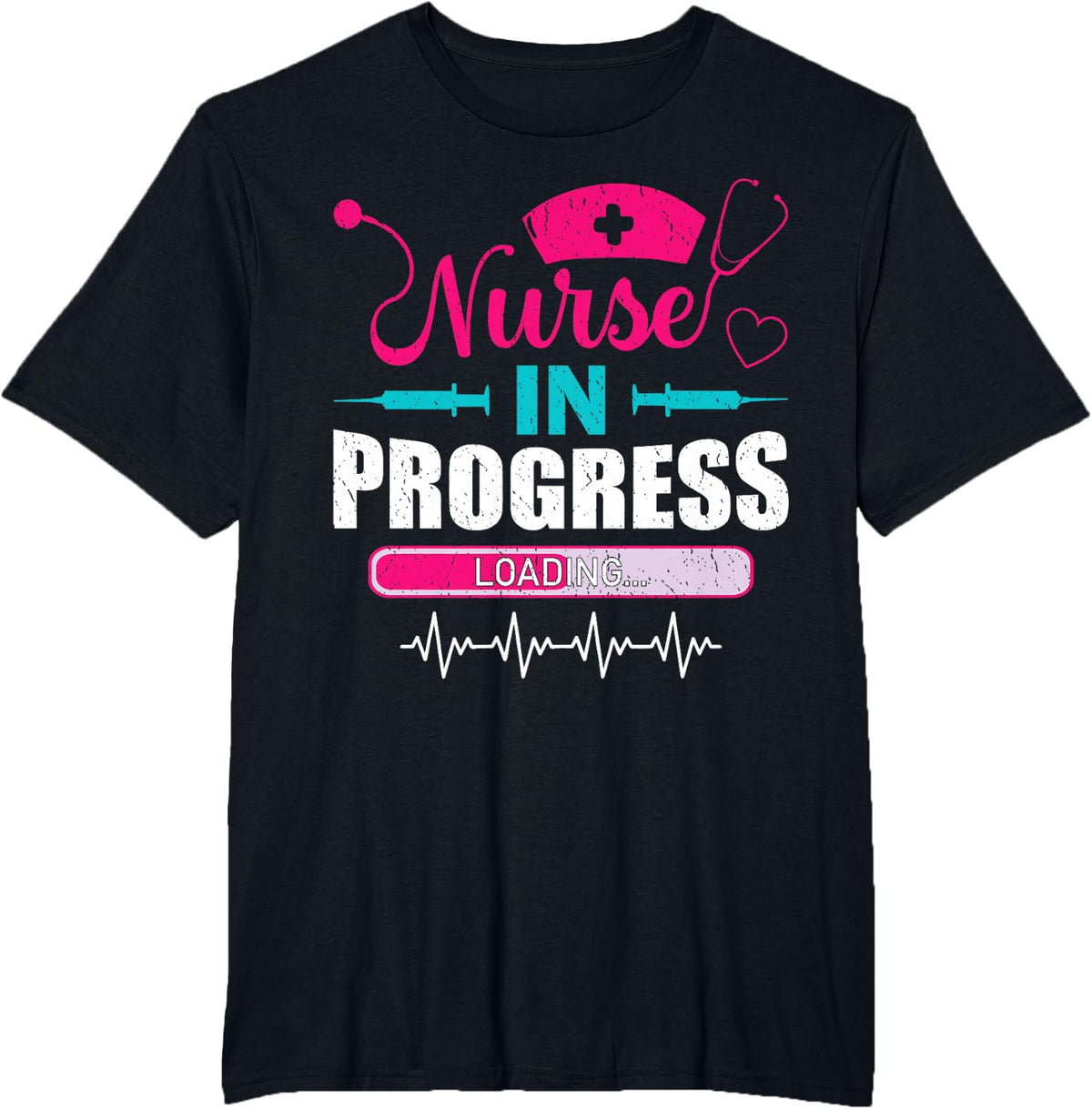 Nurse in Progress Funny Nursing School T-Shirt Tee for Student Nurses - Black