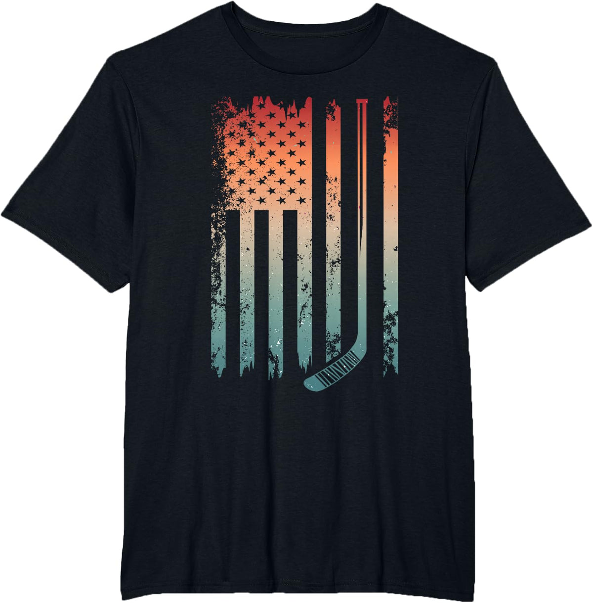Patriotic Ice Hockey Player US Flag Penalty Box Mens T-Shirt - Black