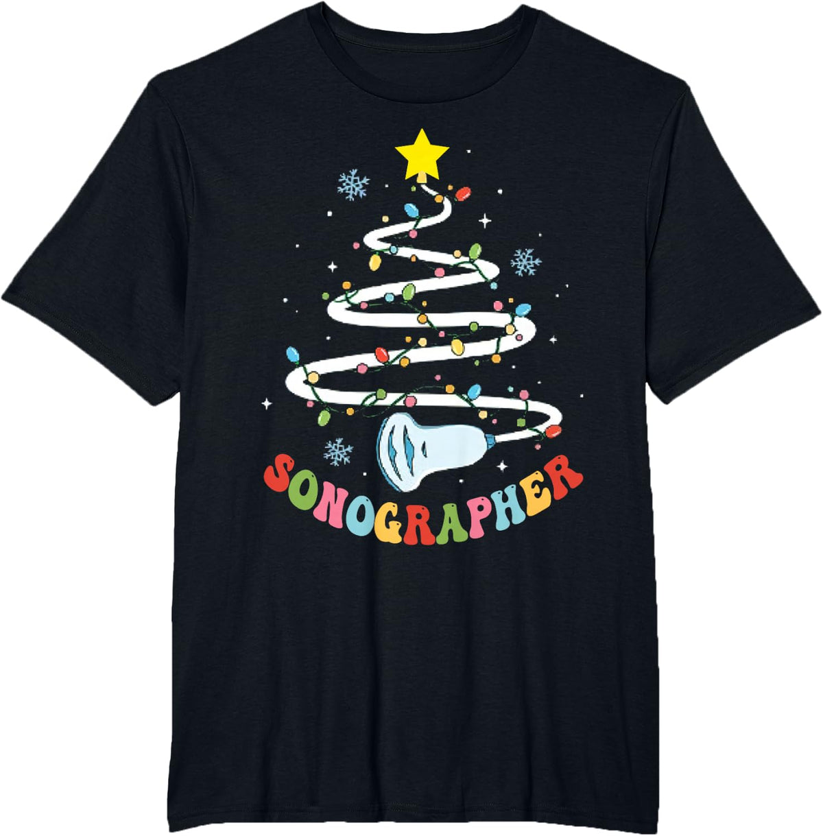 Xmas Tree T-Shirt - Unisex-Adults, Black, Small - Black