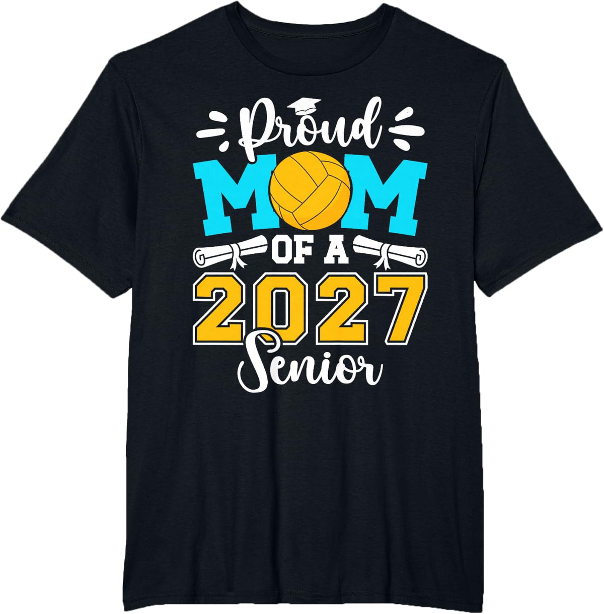 Proud Water Polo Senior Mom 2027 Water Polo Senior Mama 2027 T-Shirt - Black