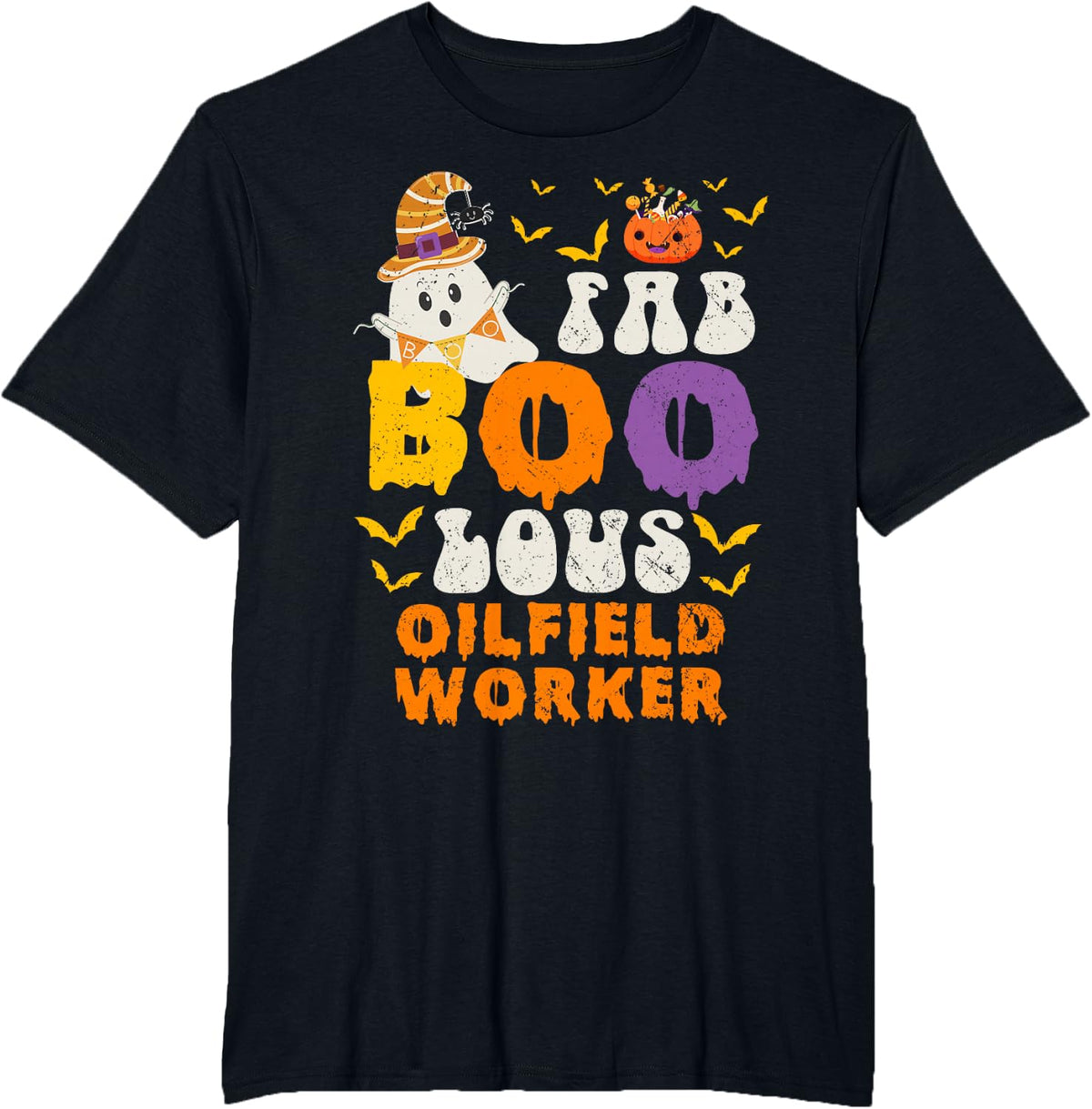 Faboolous Oilfield Worker Ghost Halloween Fun T-Shirt - Black