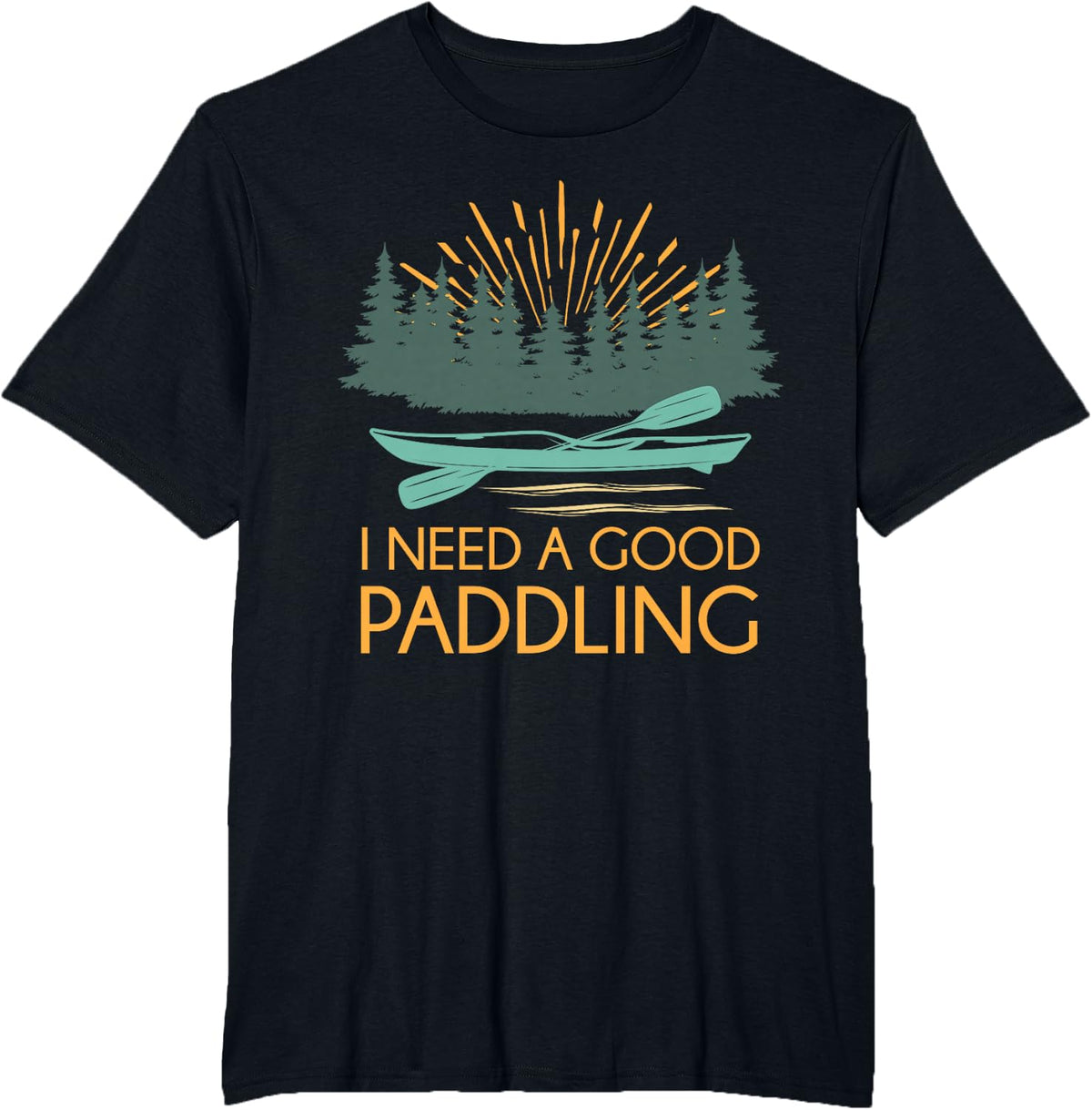 Kayaking Outdoor Water Sports Canoeing Paddle Kayak T-Shirt - Black