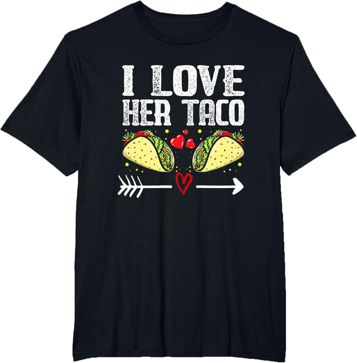 Mexican Couple Cinco De Mayo I Love Her Taco T-Shirt - Black