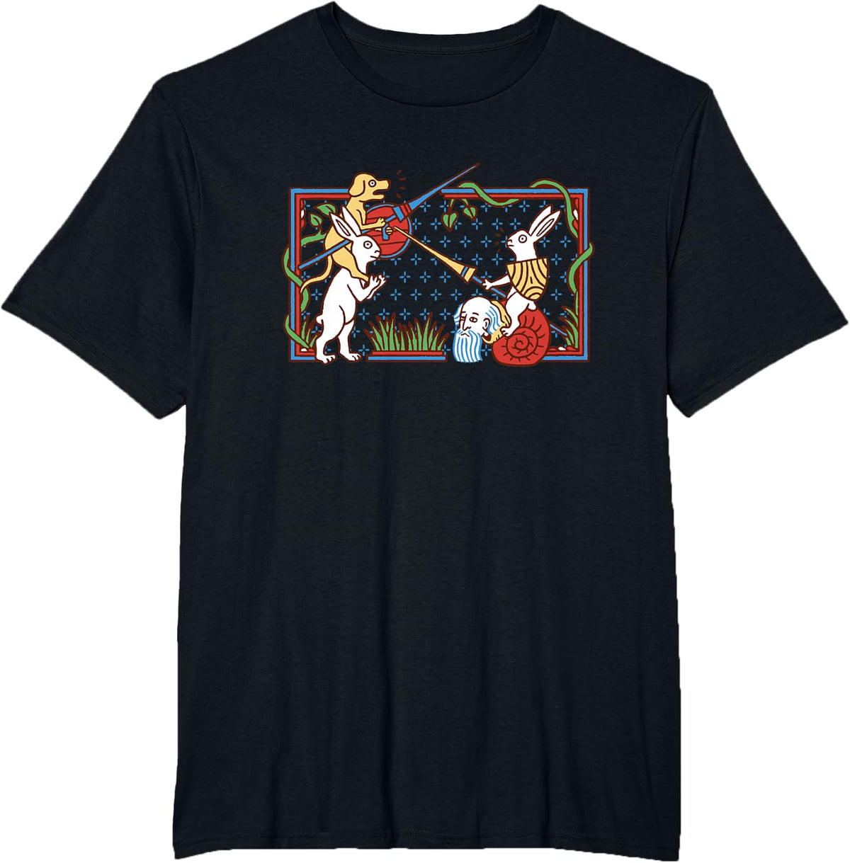 Tjostendes Killer Rabbit Knight of Coconut Medieval T-Shirt - Black