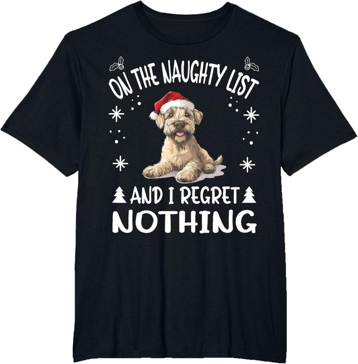 Cute Soft Coated Wheaten Terrier Dog Christmas On The T-Shirt - Black