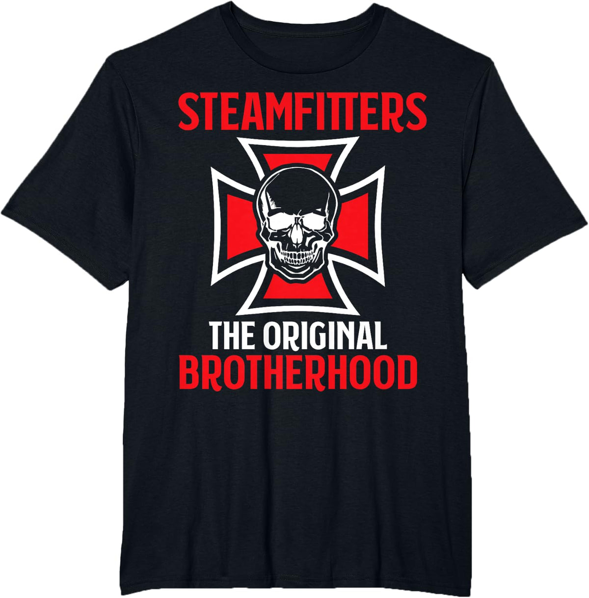 Steamfitters Skull TShirt, Boiler Pipe Fabricators Gift - Black