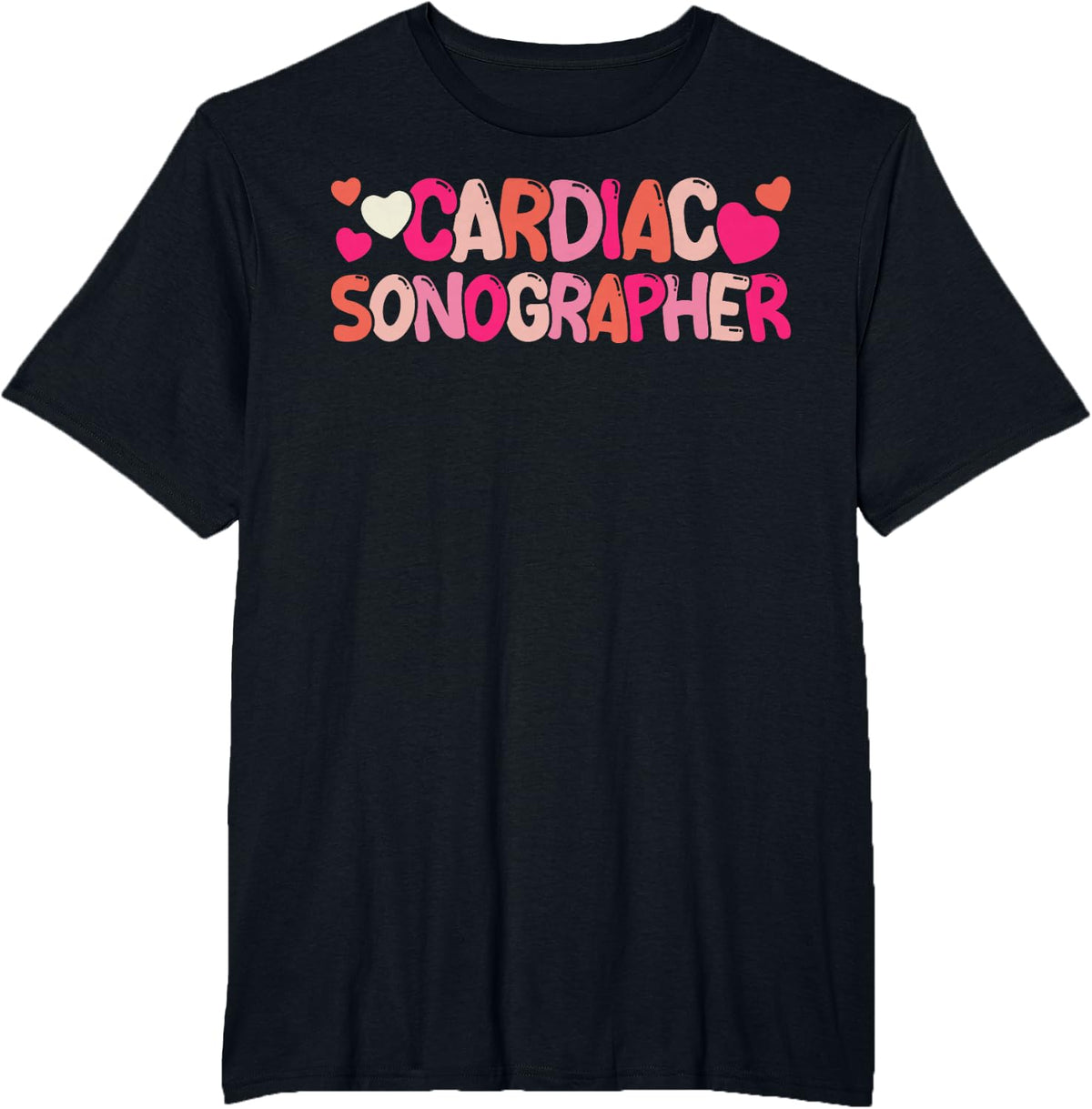 Cute Cardiac Sonographer Heart T-Shirt - Black