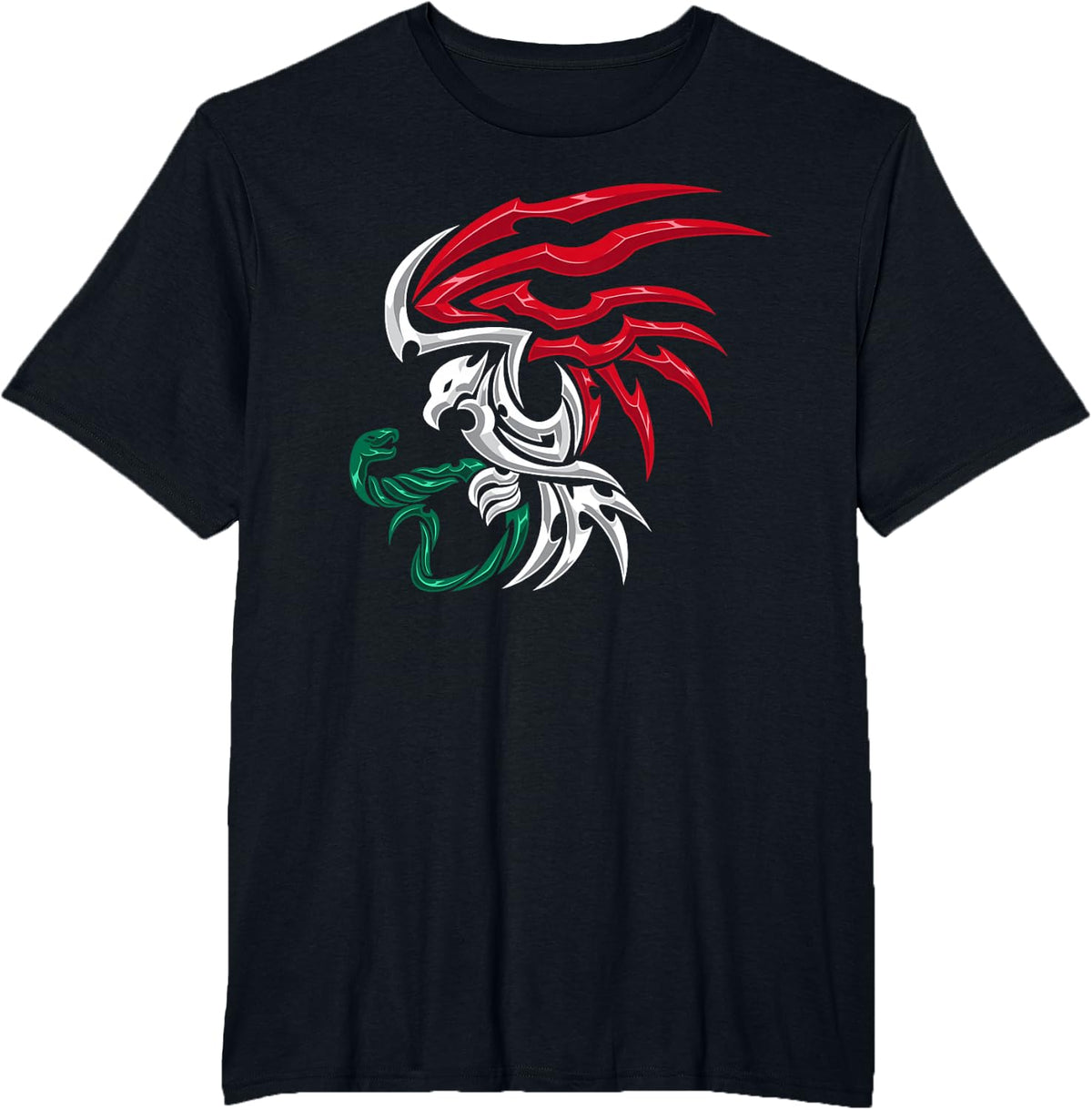 Mexico Flag - Mexican Coat of Arms Tribal Style T-Shirt - Black