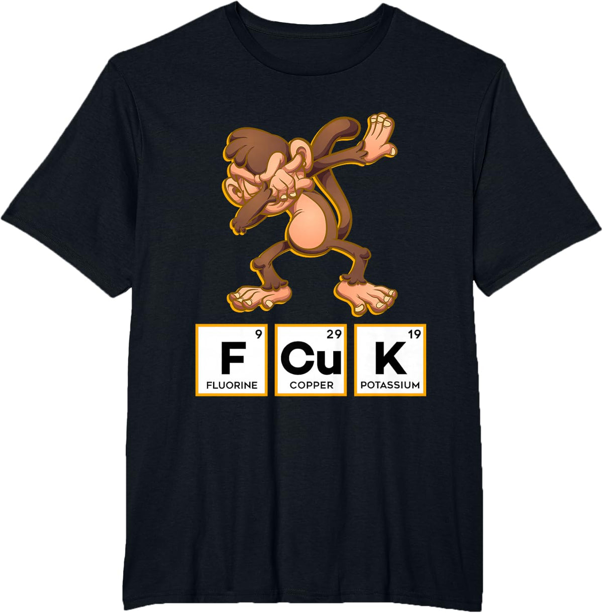 FCUK Chemistry Periodic Table Monkey T-Shirt - Black