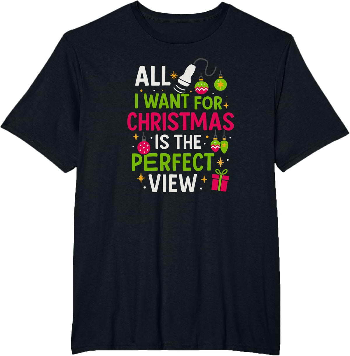 Funny Sonographer Christmas - Holiday Ultrasound Tech T-Shirt - Black