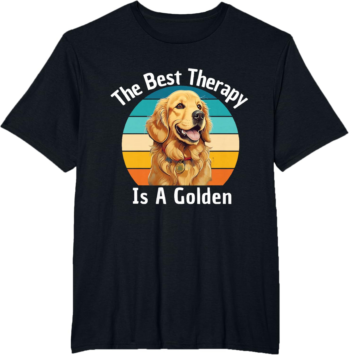 The Best Therapy Is A Golden Retriever Funny Puppy Lovers T-Shirt - Black