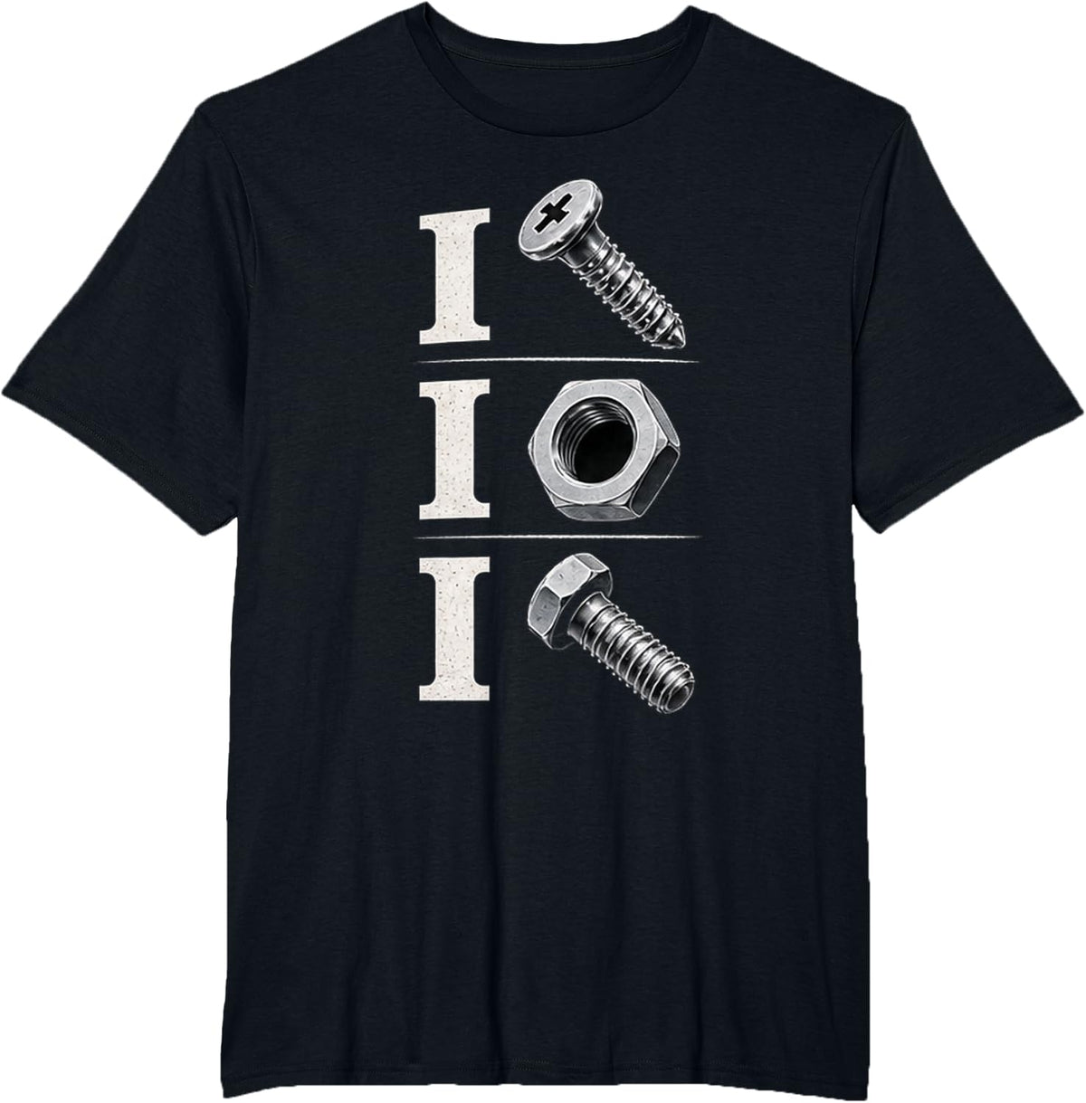 Funny Mechanic Screw Nut Bolt Hardware Rebus Humor T-Shirt - Black
