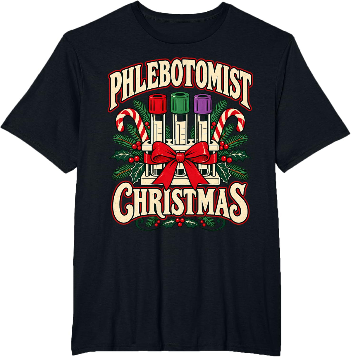 Phlebotomist Christmas T-Shirt - Black