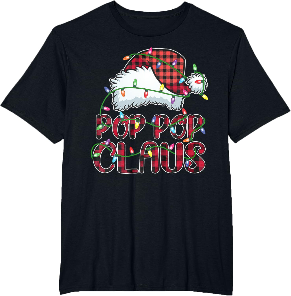 Pop Pop Claus Shirt Funny Christmas Pajama Family Matching T-Shirt - Black