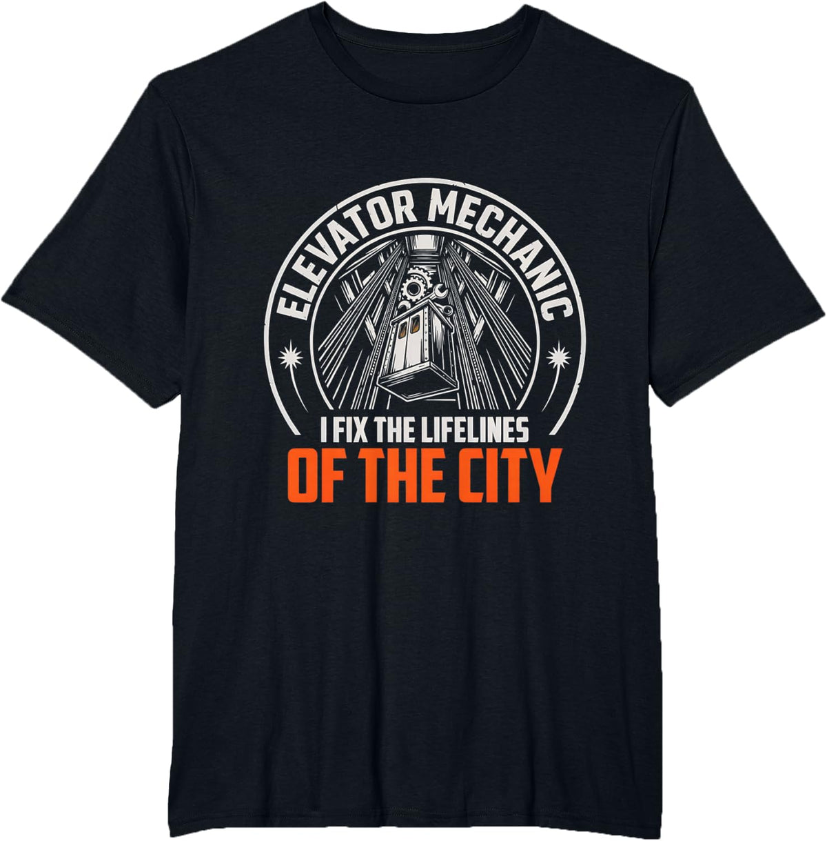 Elevator Mechanic Lift Technician T-Shirt - Black