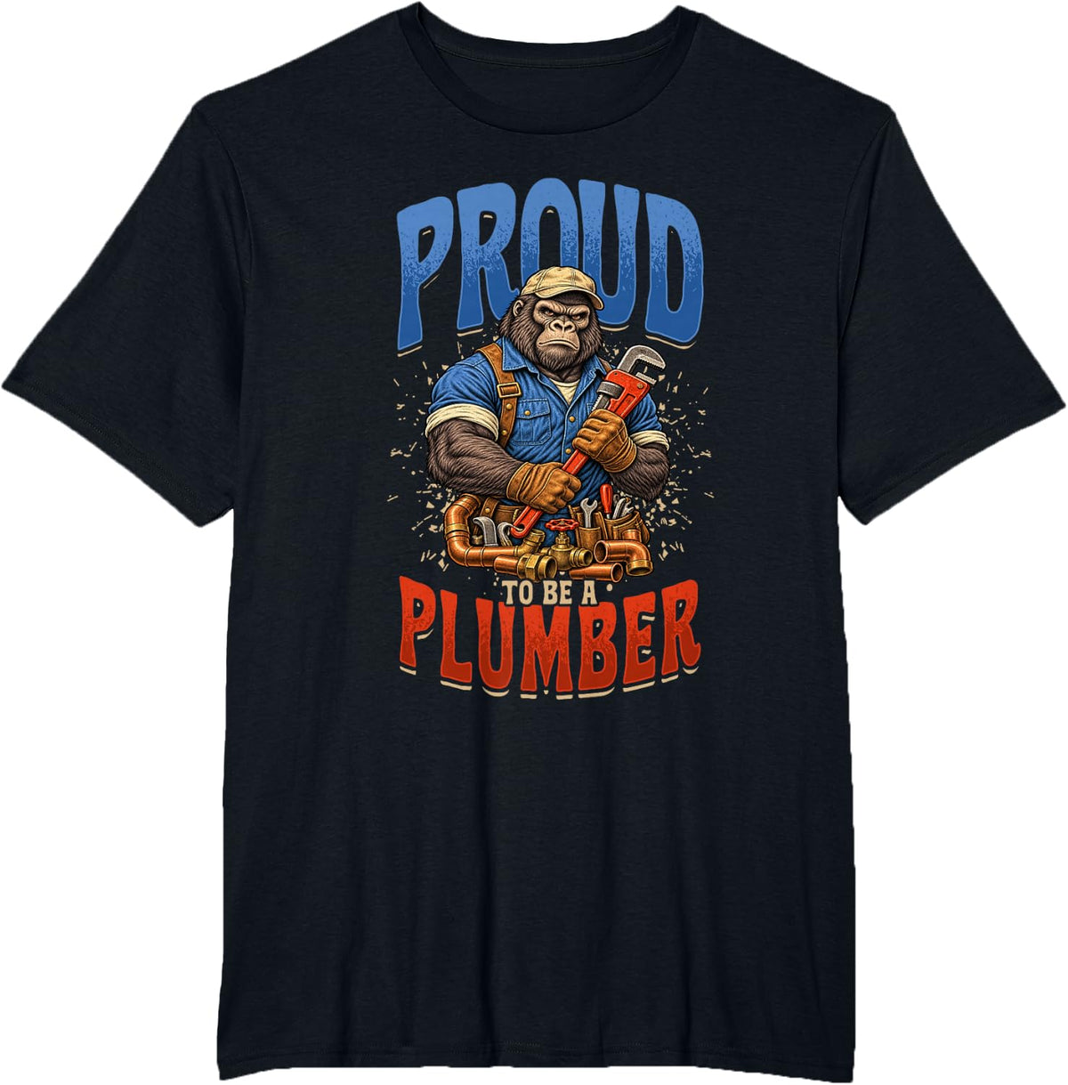 Plumber Proud Plumber and Gorilla T-Shirt - Black