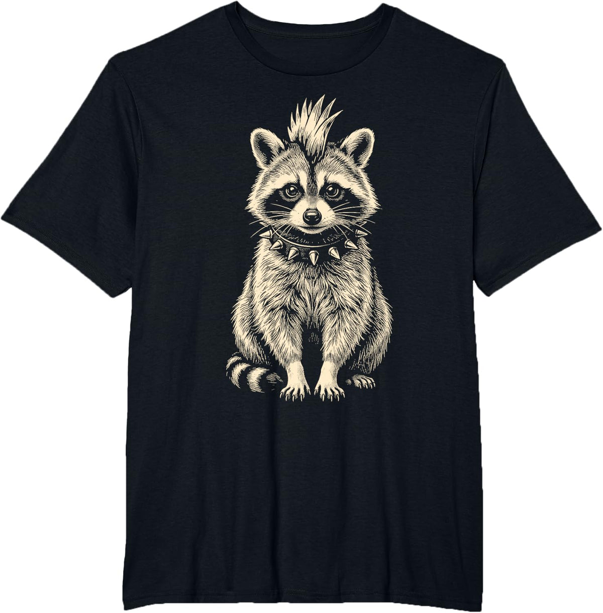 Raccoon Punk Heavy Metal T-Shirt - Black
