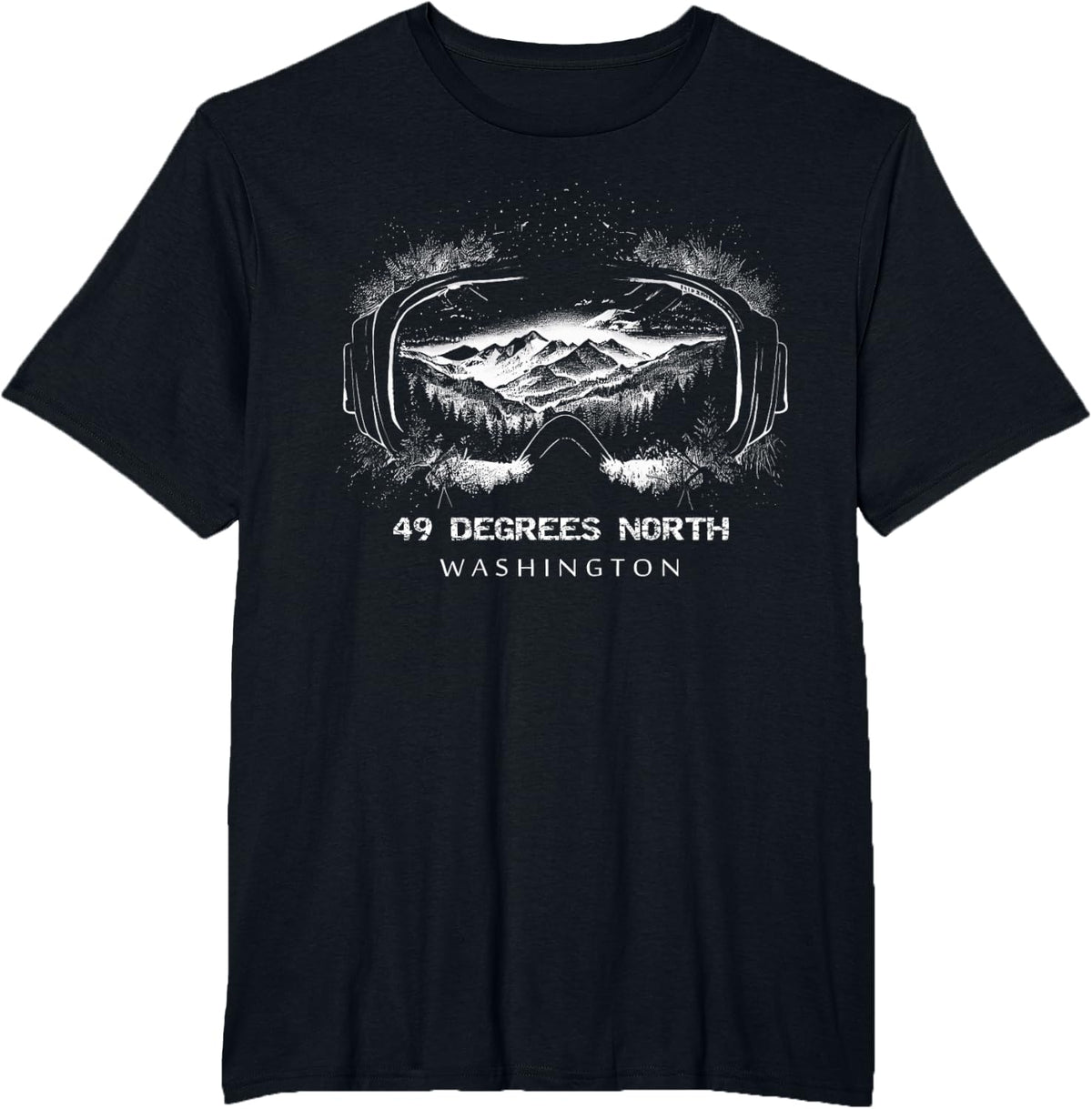 49 Degrees North Washington Ski Skiing Skier T-Shirt - Black