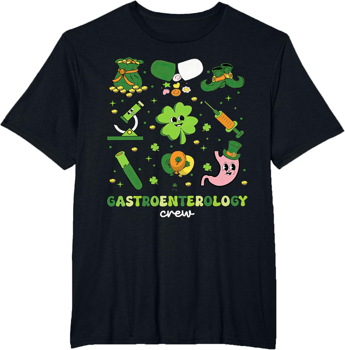Gastroenterology Crew St Patricks Day Gastro Squad GI Nurse T-Shirt - Black