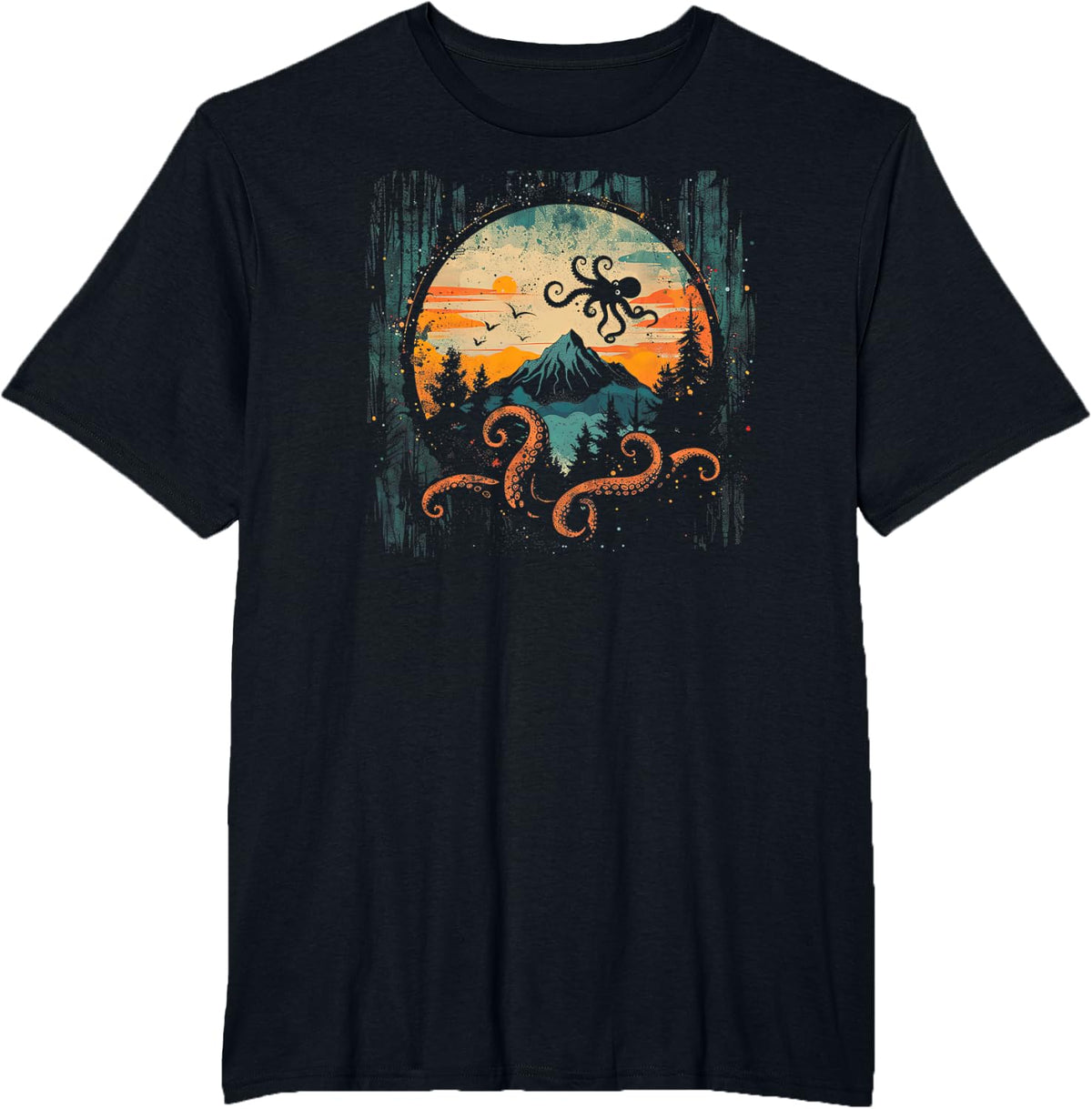 Octopus Shirt for Men / Rhythmic T-Shirt T-Shirt - Black
