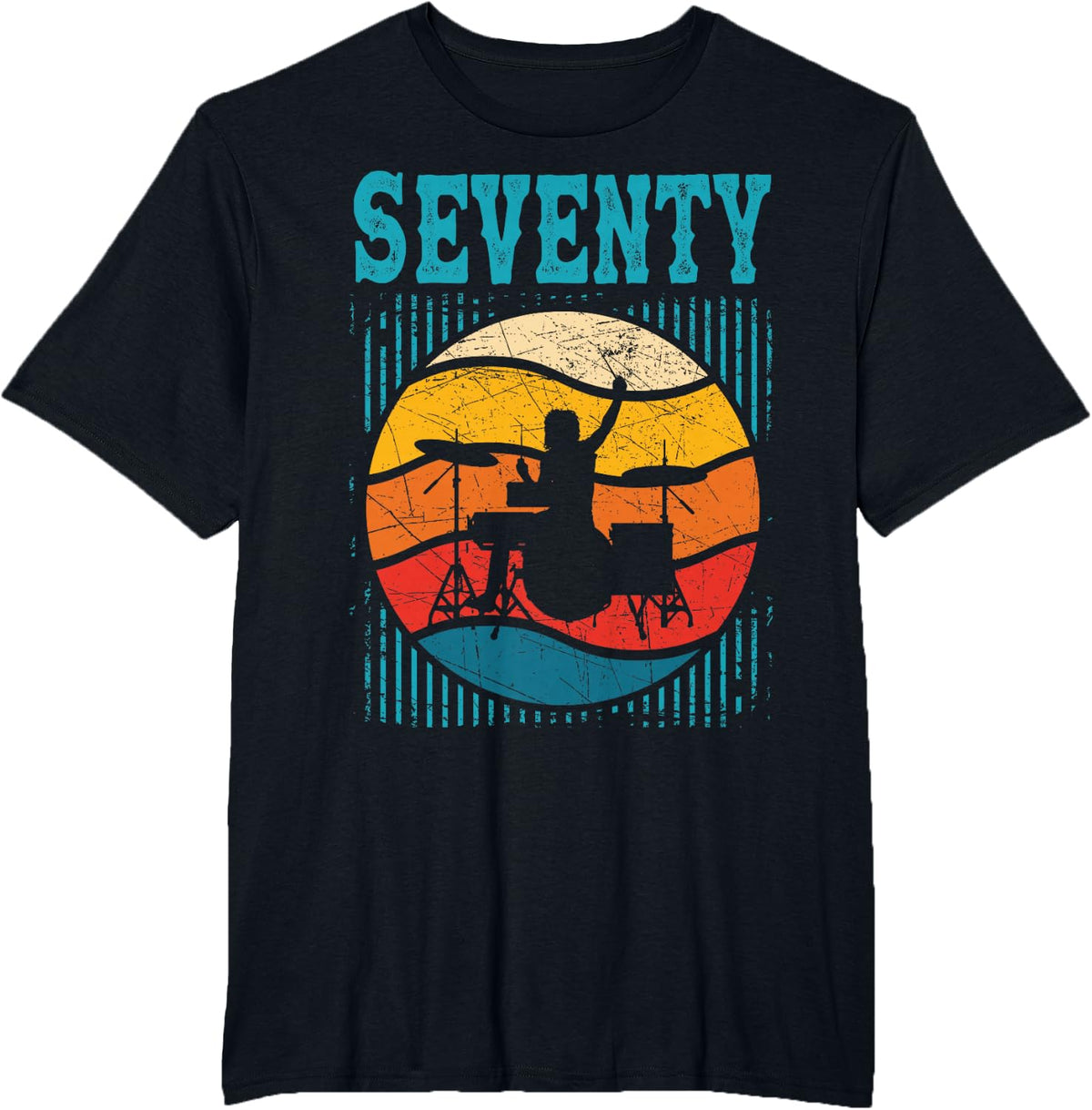70 Year Old Shirt 70th Birthday Man Drummer Drums Drumming T-Shirt - Black