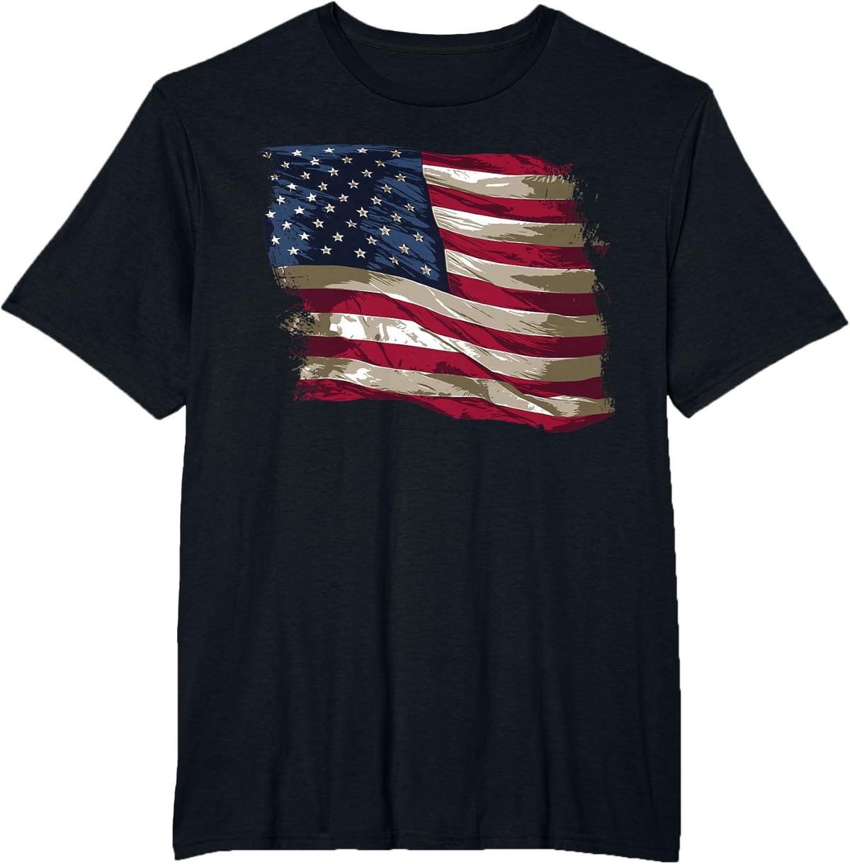 American Flag Distressed T-Shirt - Black