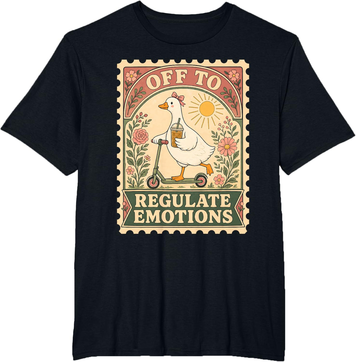 Off to Regulate Emotions Goose Counselor Therapist T-Shirt - Black