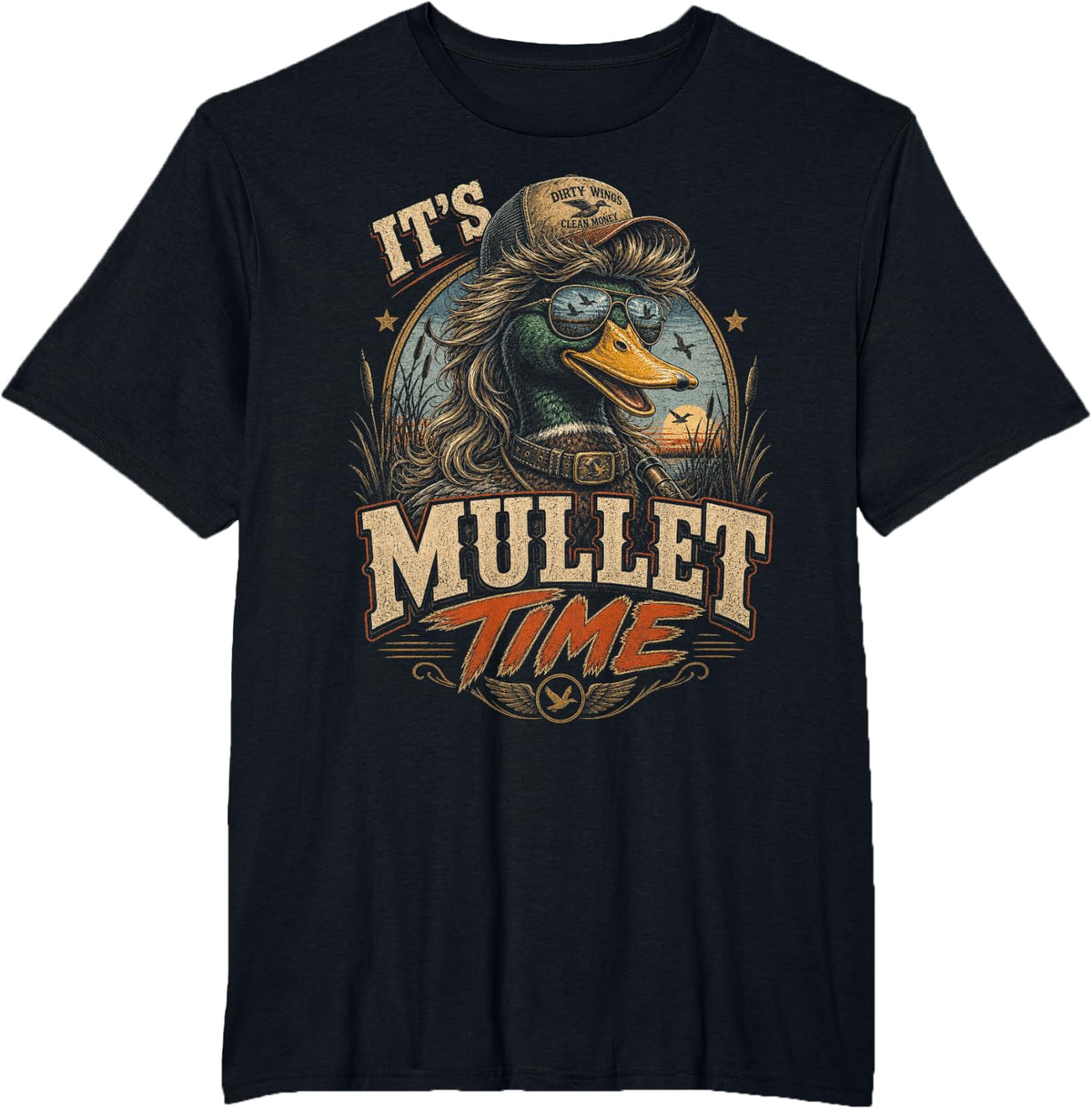 Mullet Mallard Country Duck Hunting T-Shirt - Black