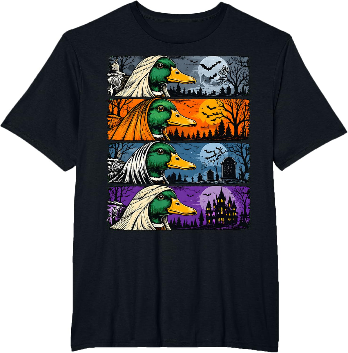 Duck Hunting Halloween Haunted Mallard Hunter T-Shirt - Black
